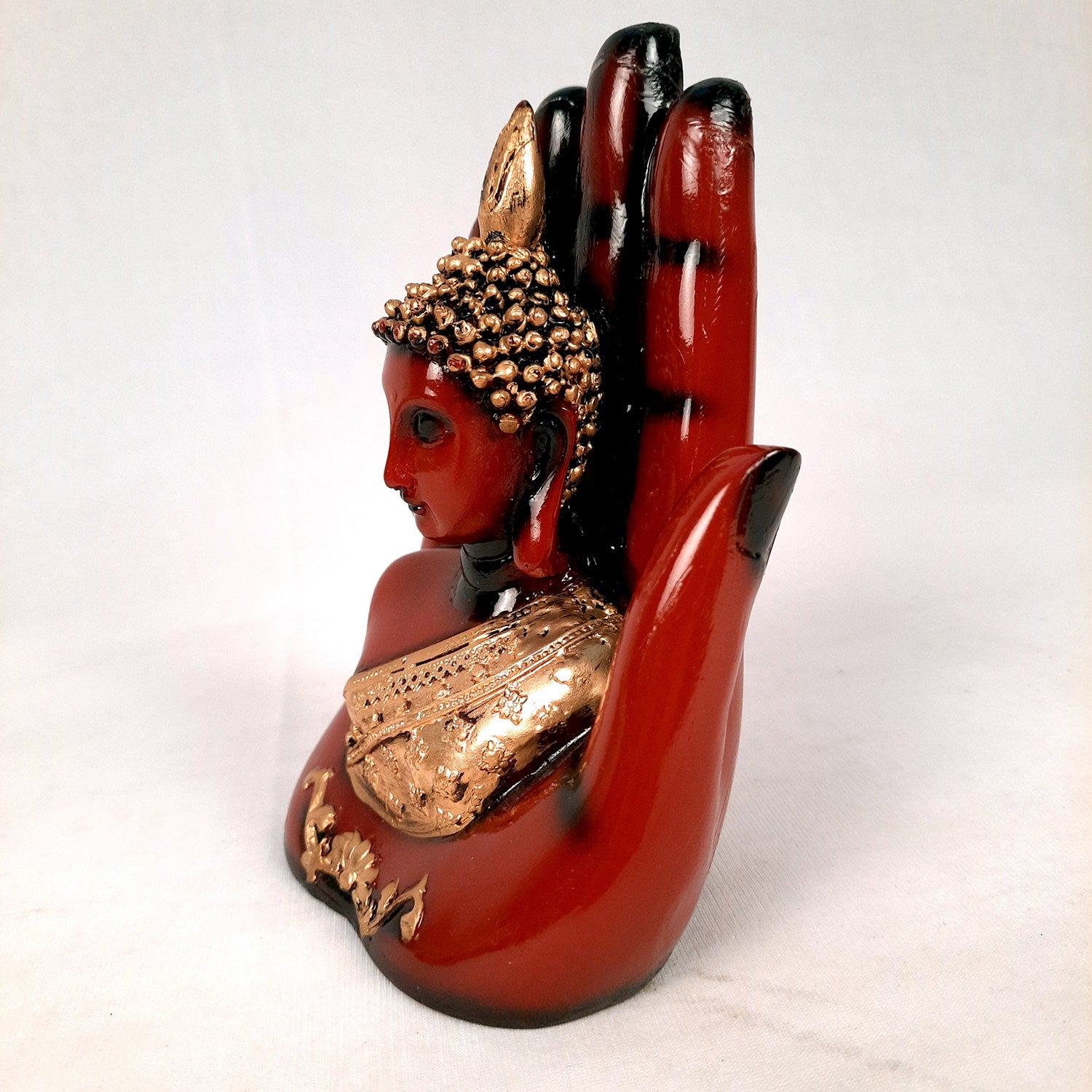 Palm Buddha Statue | Buddha Showpiece Idol | Home Decorative Item - For Living room, Home, Table, Office Decor & Gift - 6 Inch