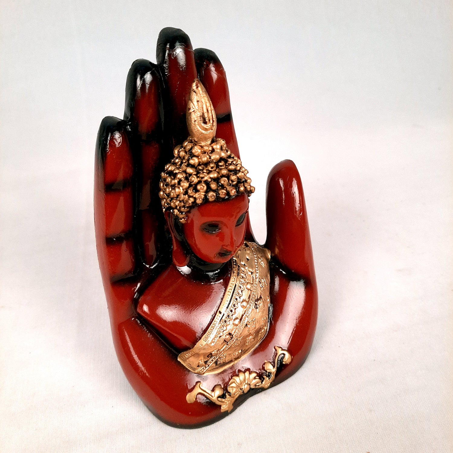 Palm Buddha Statue | Buddha Showpiece Idol | Home Decorative Item - For Living room, Home, Table, Office Decor & Gift - 6 Inch