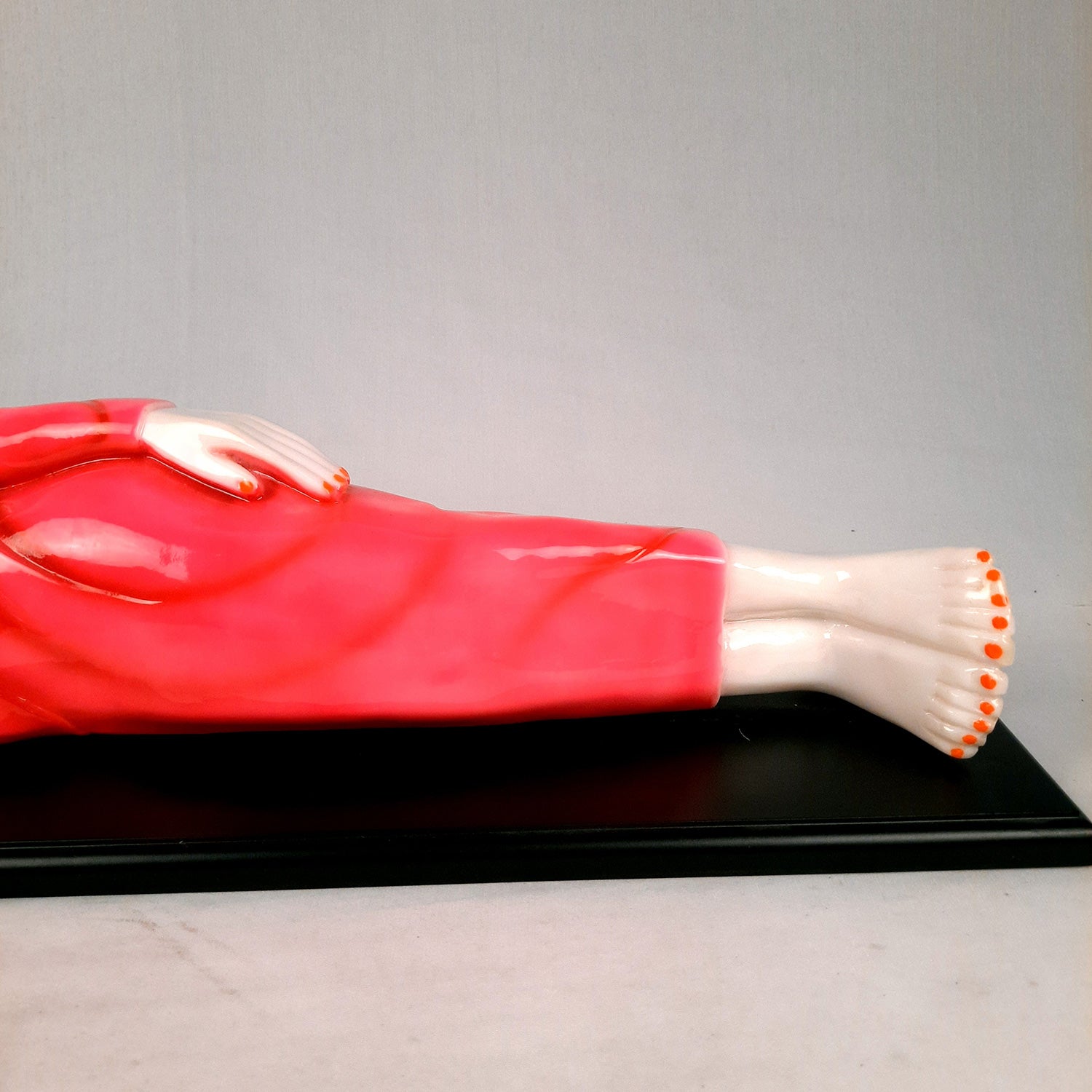 Buddha Statue | Lord Gautam Buddha Idol Showpiece -in Relaxing Pose - for Living Room, Home, Table, Office Decor & Gift - 13 inch (Pink)- Apkamart