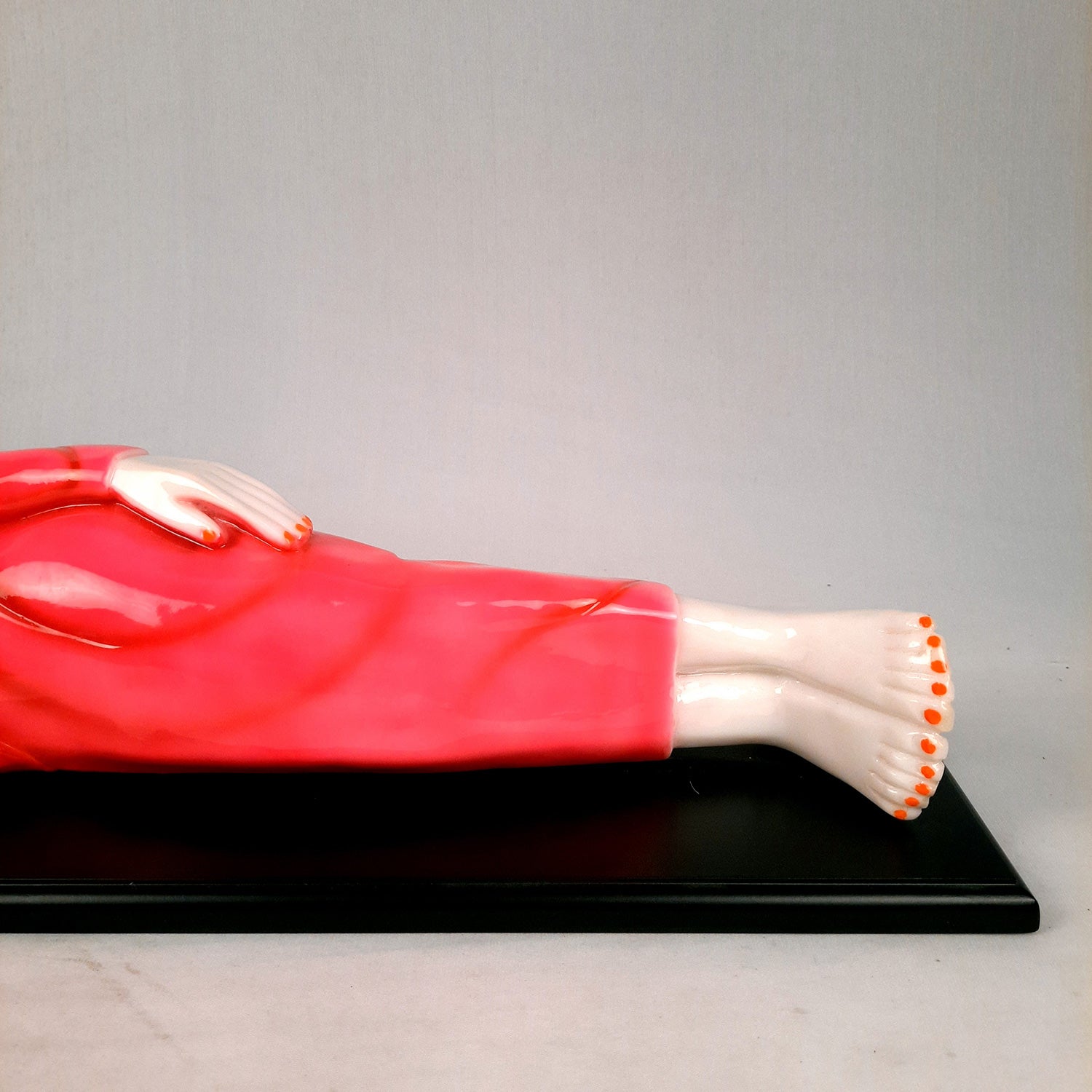 Buddha Statue | Lord Gautam Buddha Idol Showpiece -in Relaxing Pose - for Living Room, Home, Table, Office Decor & Gift - 13 inch (Pink)- Apkamart