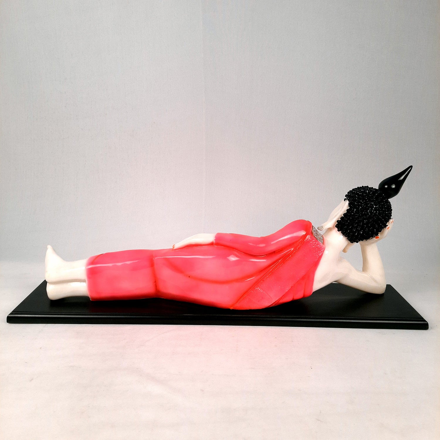 Buddha Statue | Lord Gautam Buddha Idol Showpiece -in Relaxing Pose - for Living Room, Home, Table, Office Decor & Gift - 13 inch (Pink)- Apkamart