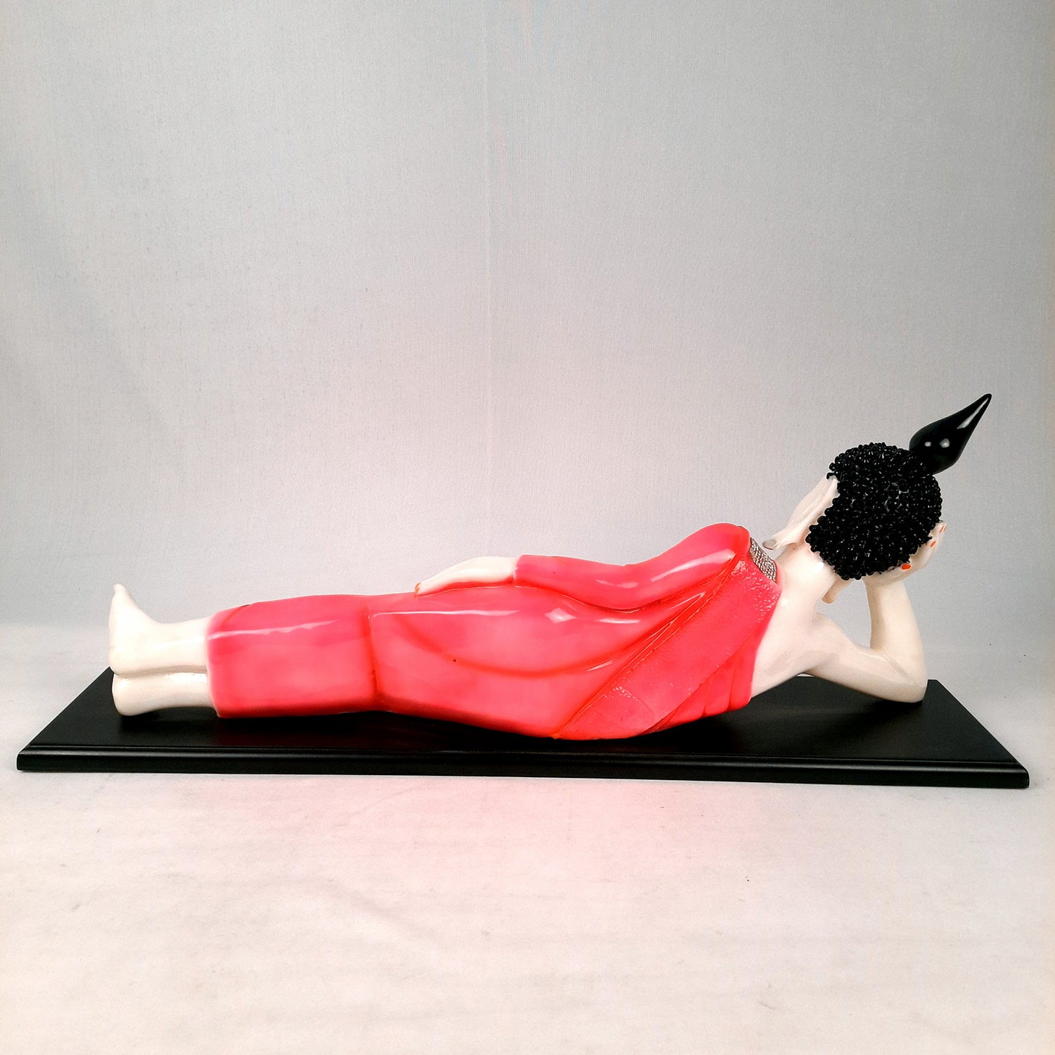 Buddha Statue | Lord Gautam Buddha Idol Showpiece -in Relaxing Pose - for Living Room, Home, Table, Office Decor & Gift - 13 inch (Pink)- Apkamart