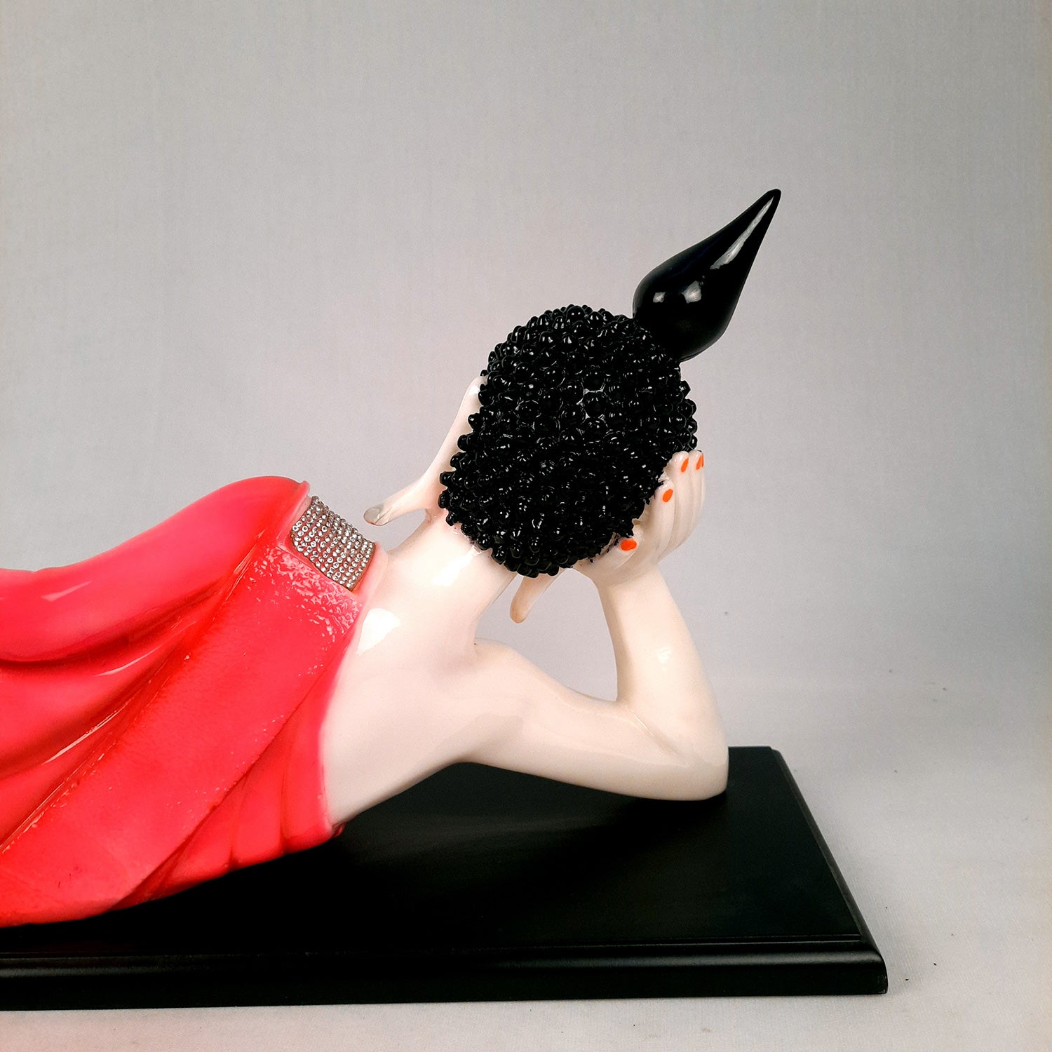 Buddha Statue | Lord Gautam Buddha Idol Showpiece -in Relaxing Pose - for Living Room, Home, Table, Office Decor & Gift - 13 inch (Pink)- Apkamart