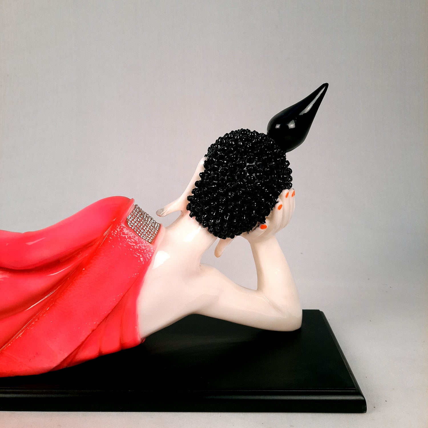 Buddha Statue | Lord Gautam Buddha Idol Showpiece -in Relaxing Pose - for Living Room, Home, Table, Office Decor & Gift - 13 inch (Pink)- Apkamart