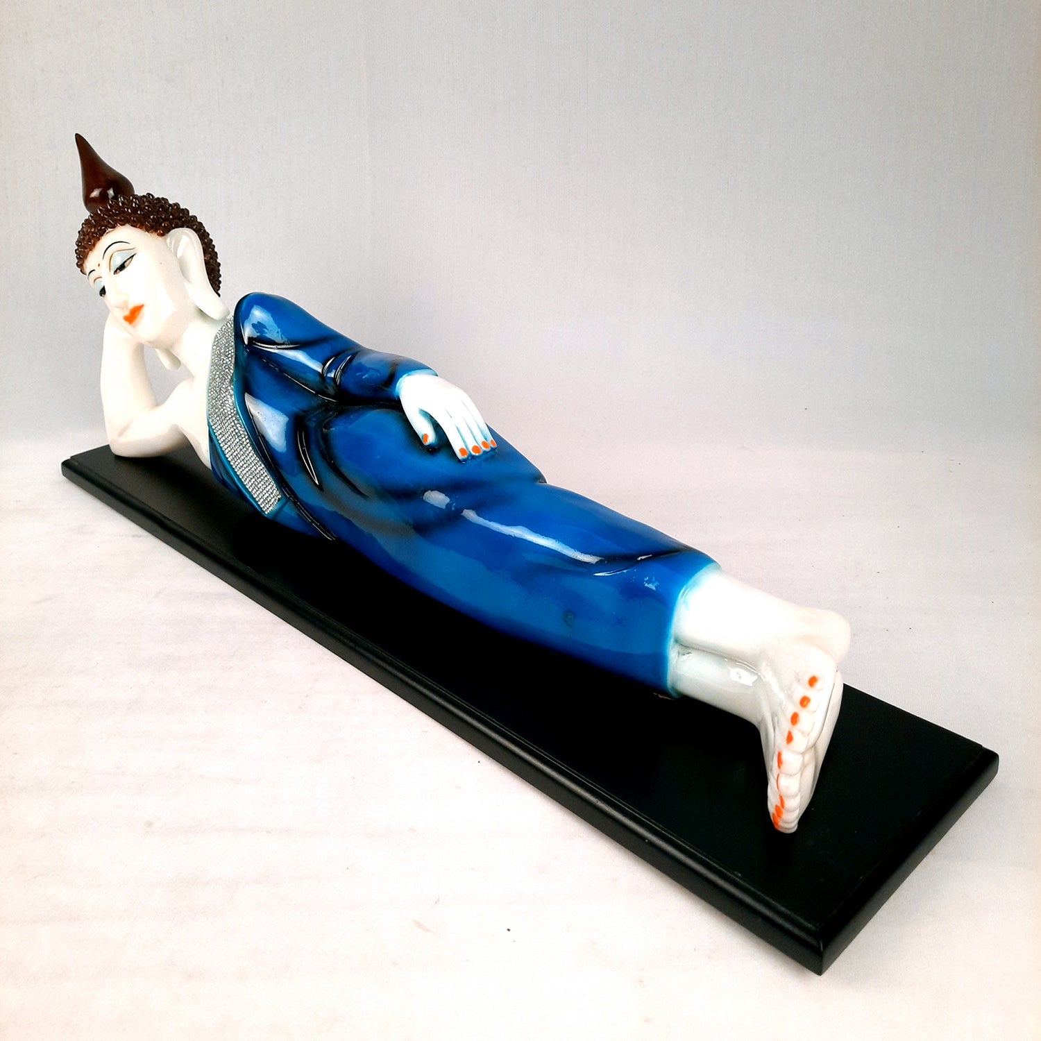 Buddha Statue | Lord Gautam Buddha Idol Showpiece -in Relaxing Pose - for Living Room, Home, Table, Office Decor & Gift - 9 inch (Blue)-Apkamart