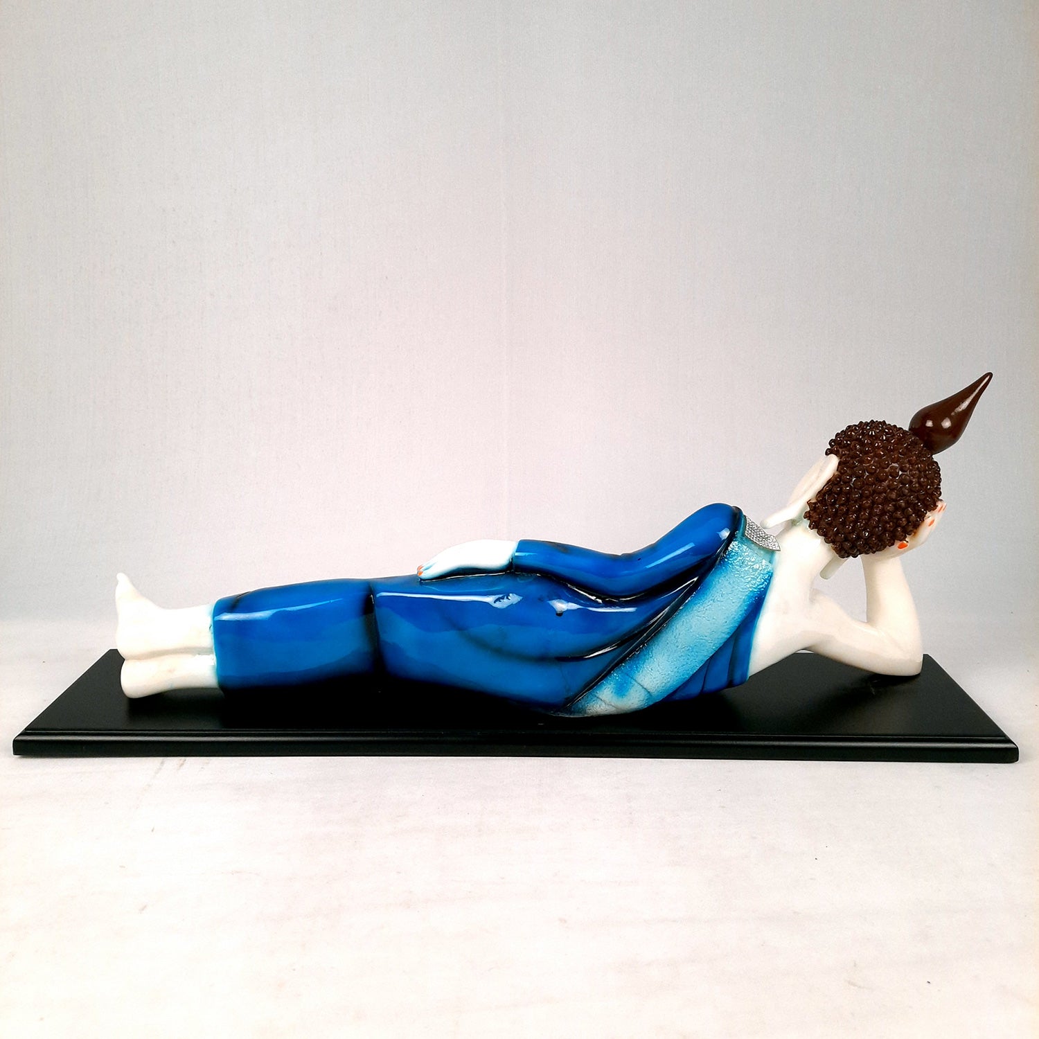 Buddha Statue | Lord Gautam Buddha Idol Showpiece -in Relaxing Pose - for Living Room, Home, Table, Office Decor & Gift - 9 inch (Blue)-Apkamart