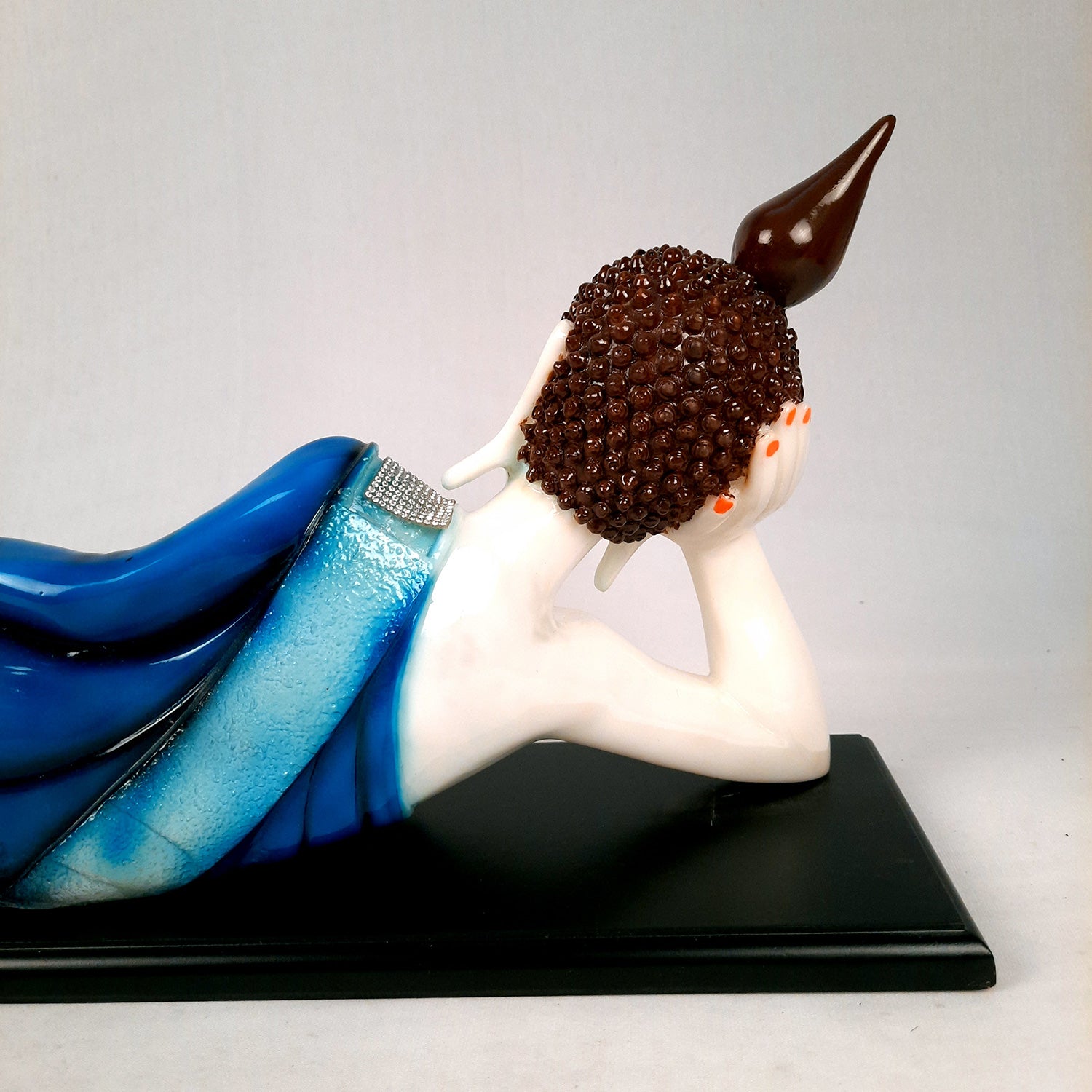 Buddha Statue | Lord Gautam Buddha Idol Showpiece -in Relaxing Pose - for Living Room, Home, Table, Office Decor & Gift - 9 inch (Blue)-Apkamart