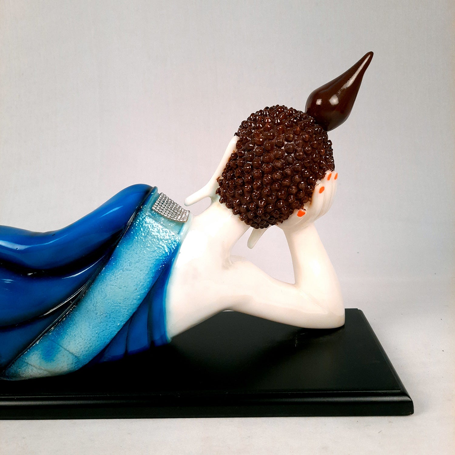 Buddha Statue | Lord Gautam Buddha Idol Showpiece -in Relaxing Pose - for Living Room, Home, Table, Office Decor & Gift - 9 inch (Blue)-Apkamart