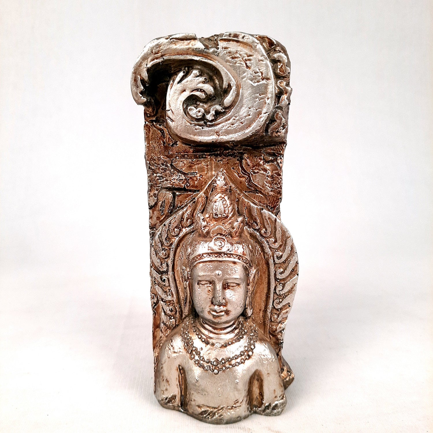 Buddha Showpiece Cum Tea Light Holder |Antique T - Light Candle Stand - for Living Room, Table, Shelf Decor | Home Decorative Item- 6 inch- Apkamart