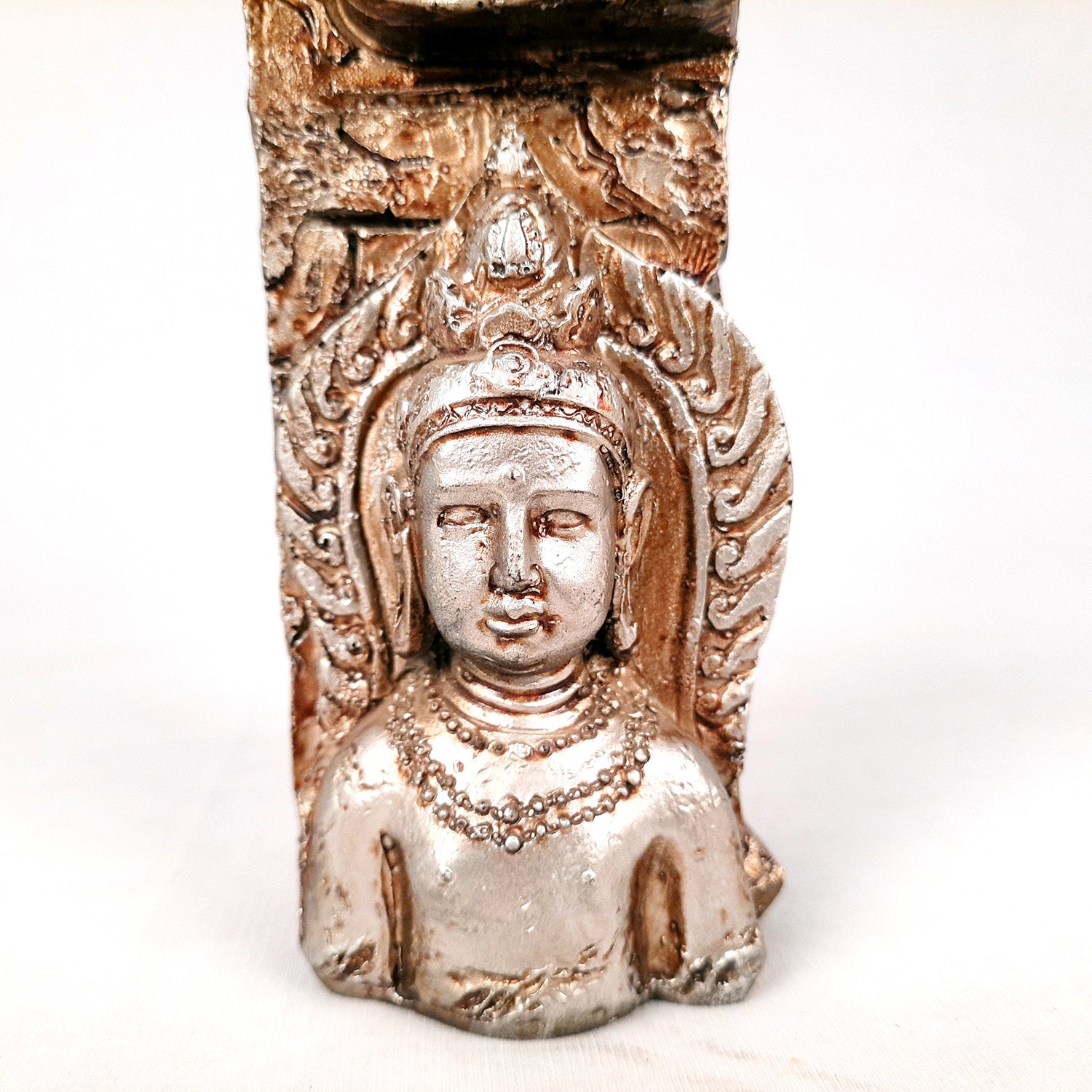 Buddha Showpiece Cum Tea Light Holder |Antique T - Light Candle Stand - for Living Room, Table, Shelf Decor | Home Decorative Item- 6 inch- Apkamart