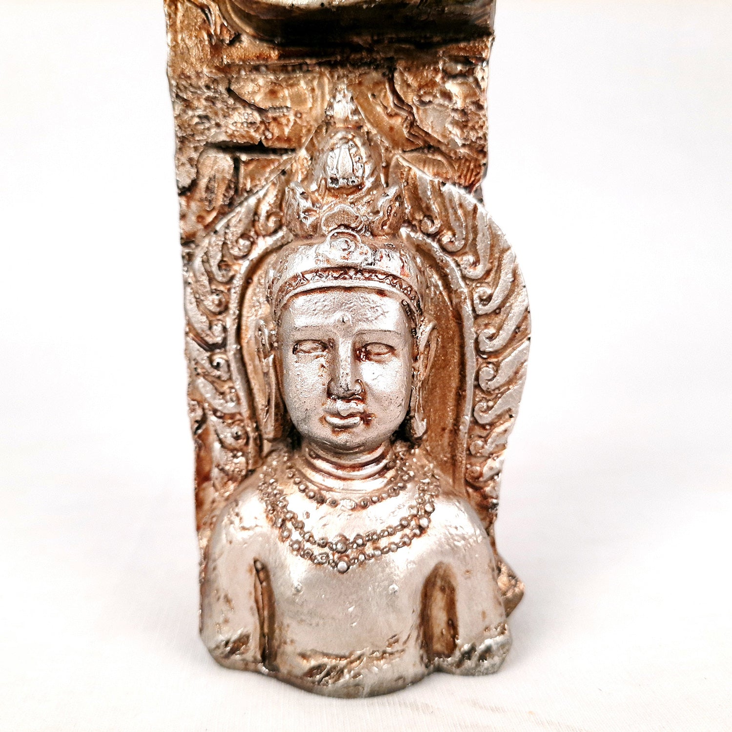 Buddha Showpiece Cum Tea Light Holder |Antique T - Light Candle Stand - for Living Room, Table, Shelf Decor | Home Decorative Item- 6 inch- Apkamart