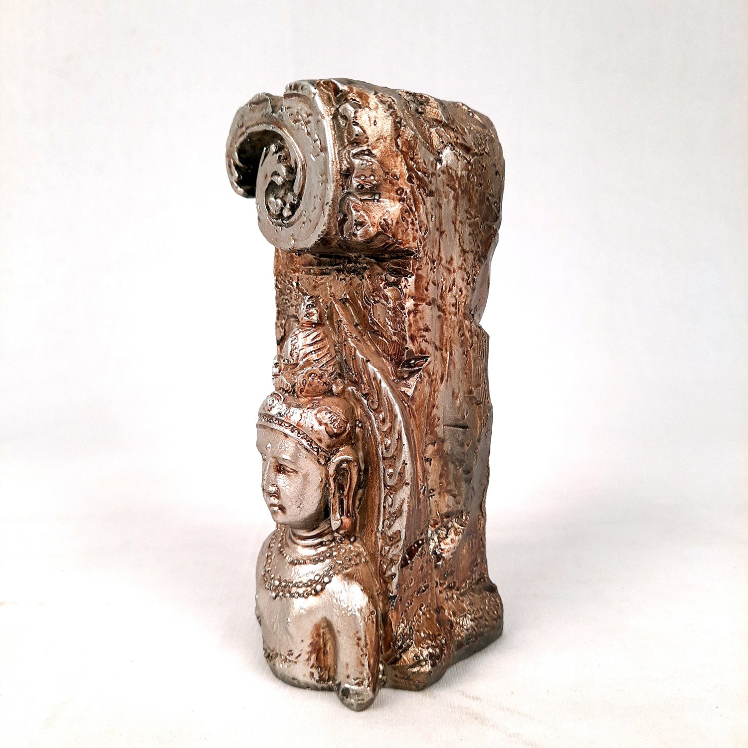 Buddha Showpiece Cum Tea Light Holder |Antique T - Light Candle Stand - for Living Room, Table, Shelf Decor | Home Decorative Item- 6 inch- Apkamart