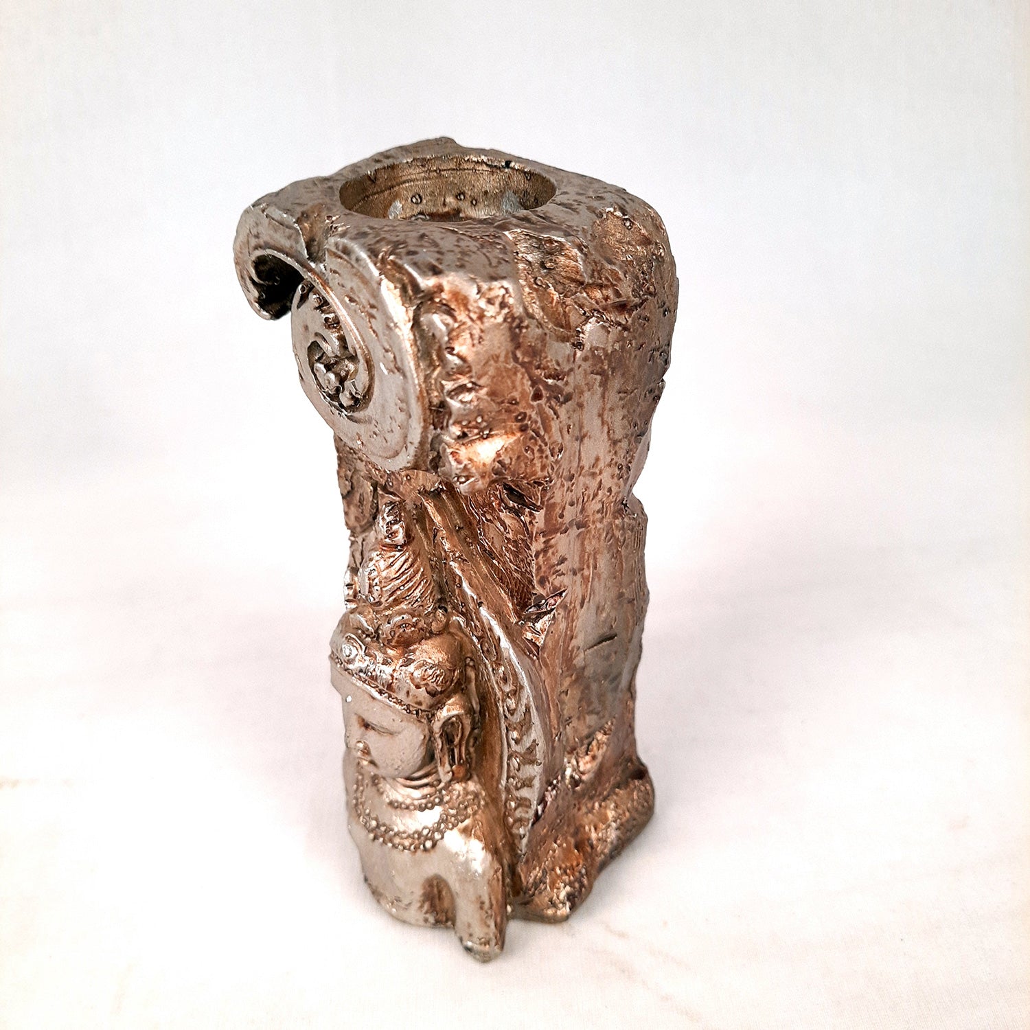 Buddha Showpiece Cum Tea Light Holder |Antique T - Light Candle Stand - for Living Room, Table, Shelf Decor | Home Decorative Item- 6 inch- Apkamart