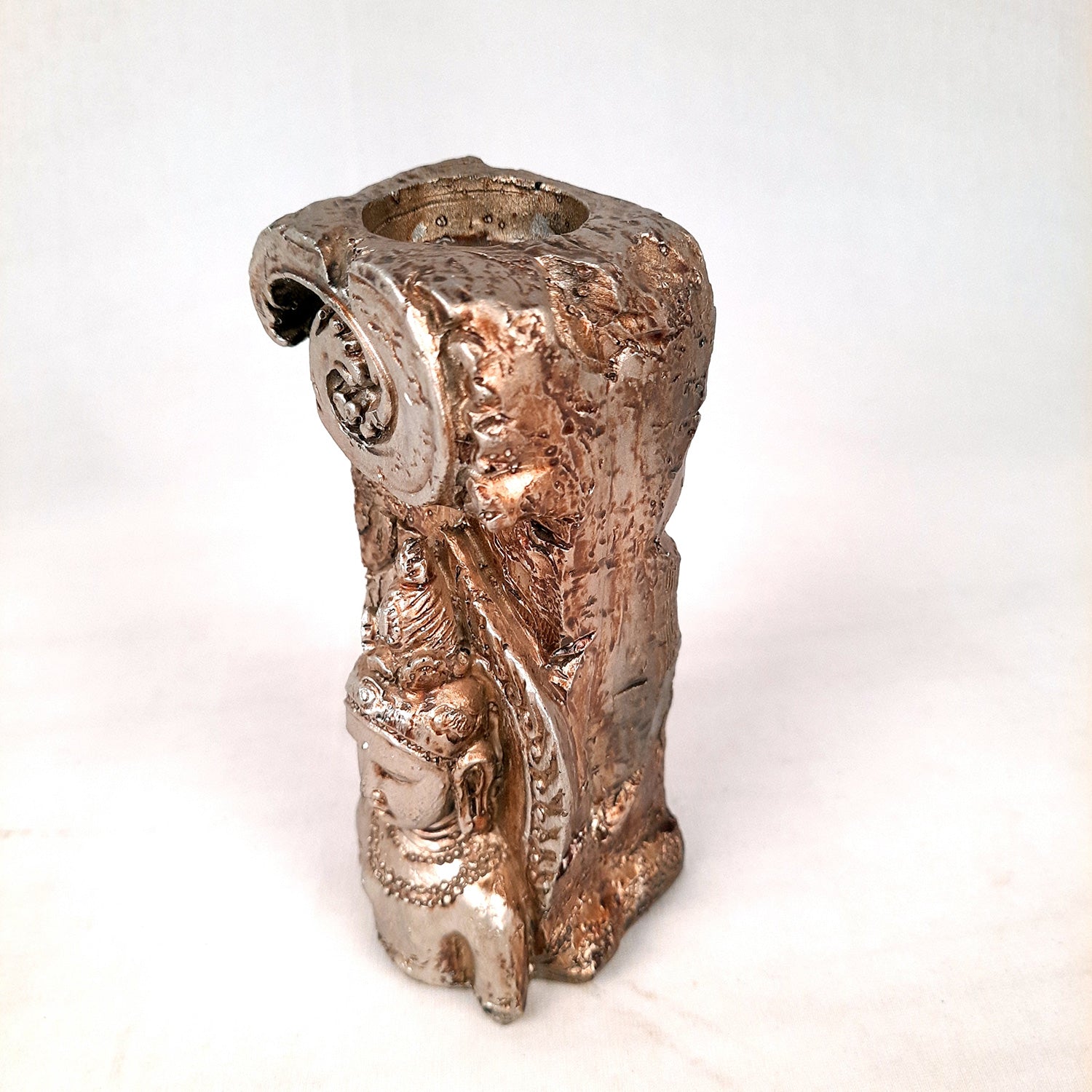 Buddha Showpiece Cum Tea Light Holder |Antique T - Light Candle Stand - for Living Room, Table, Shelf Decor | Home Decorative Item- 6 inch- Apkamart