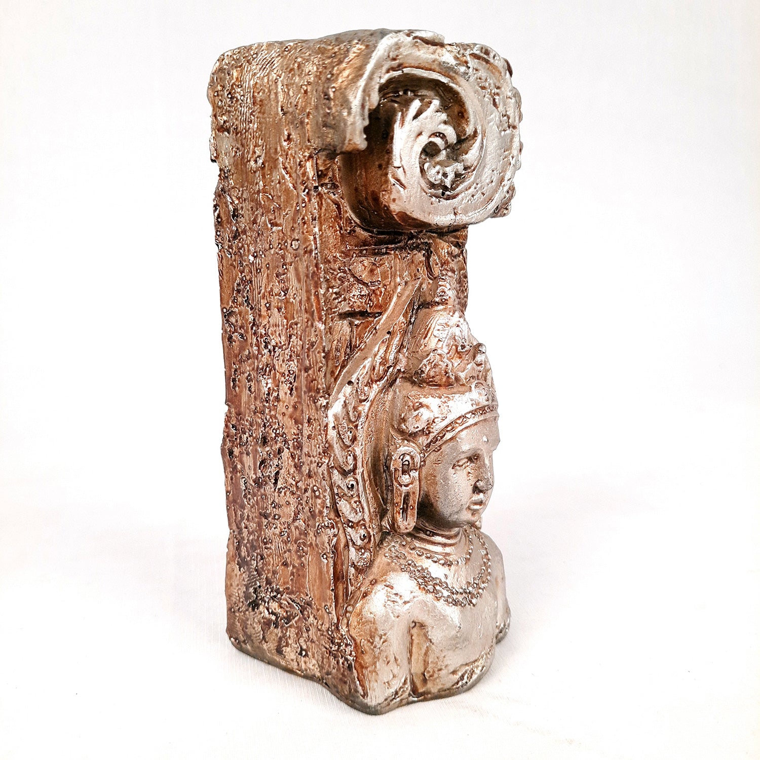 Buddha Showpiece Cum Tea Light Holder |Antique T - Light Candle Stand - for Living Room, Table, Shelf Decor | Home Decorative Item- 6 inch- Apkamart