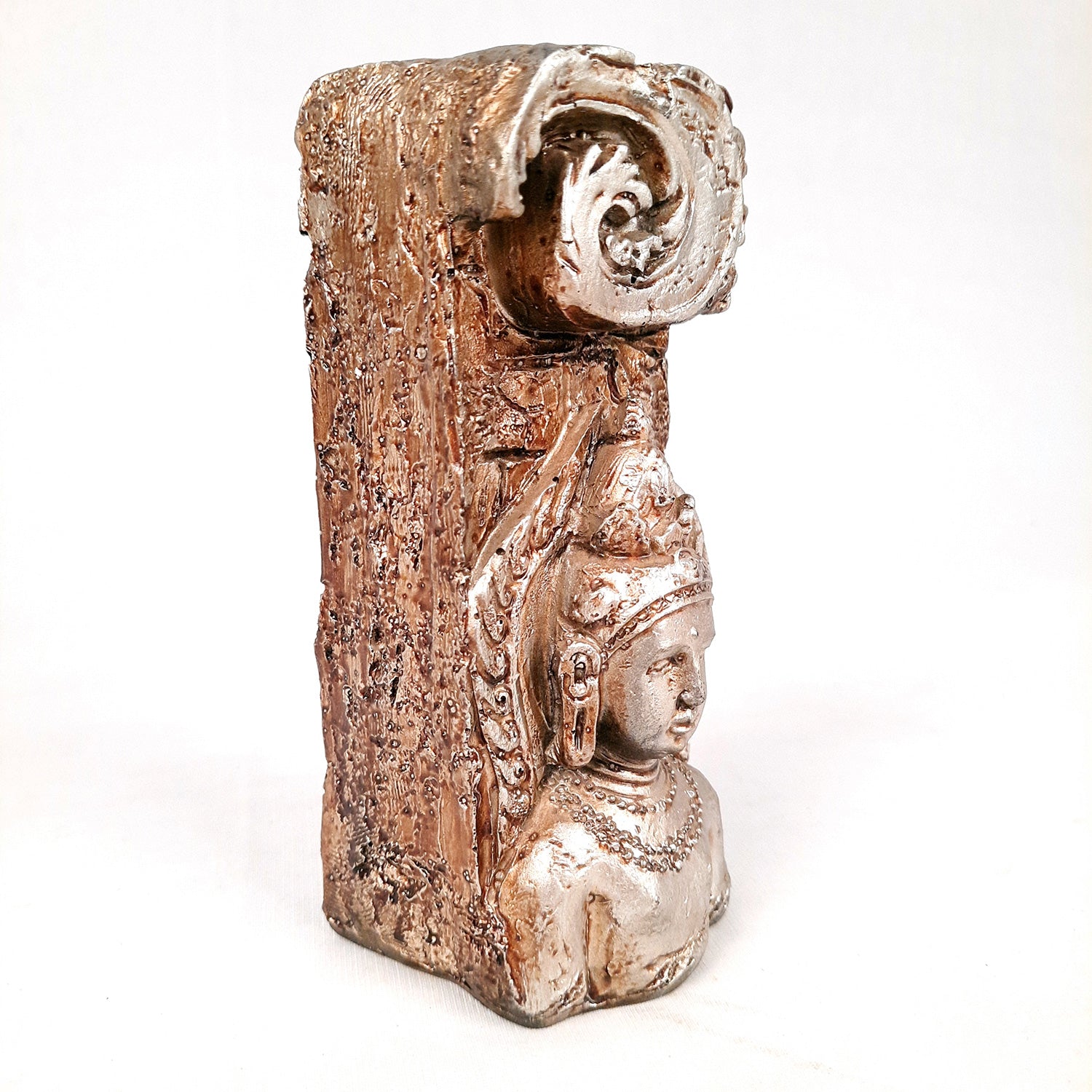 Buddha Showpiece Cum Tea Light Holder |Antique T - Light Candle Stand - for Living Room, Table, Shelf Decor | Home Decorative Item- 6 inch- Apkamart