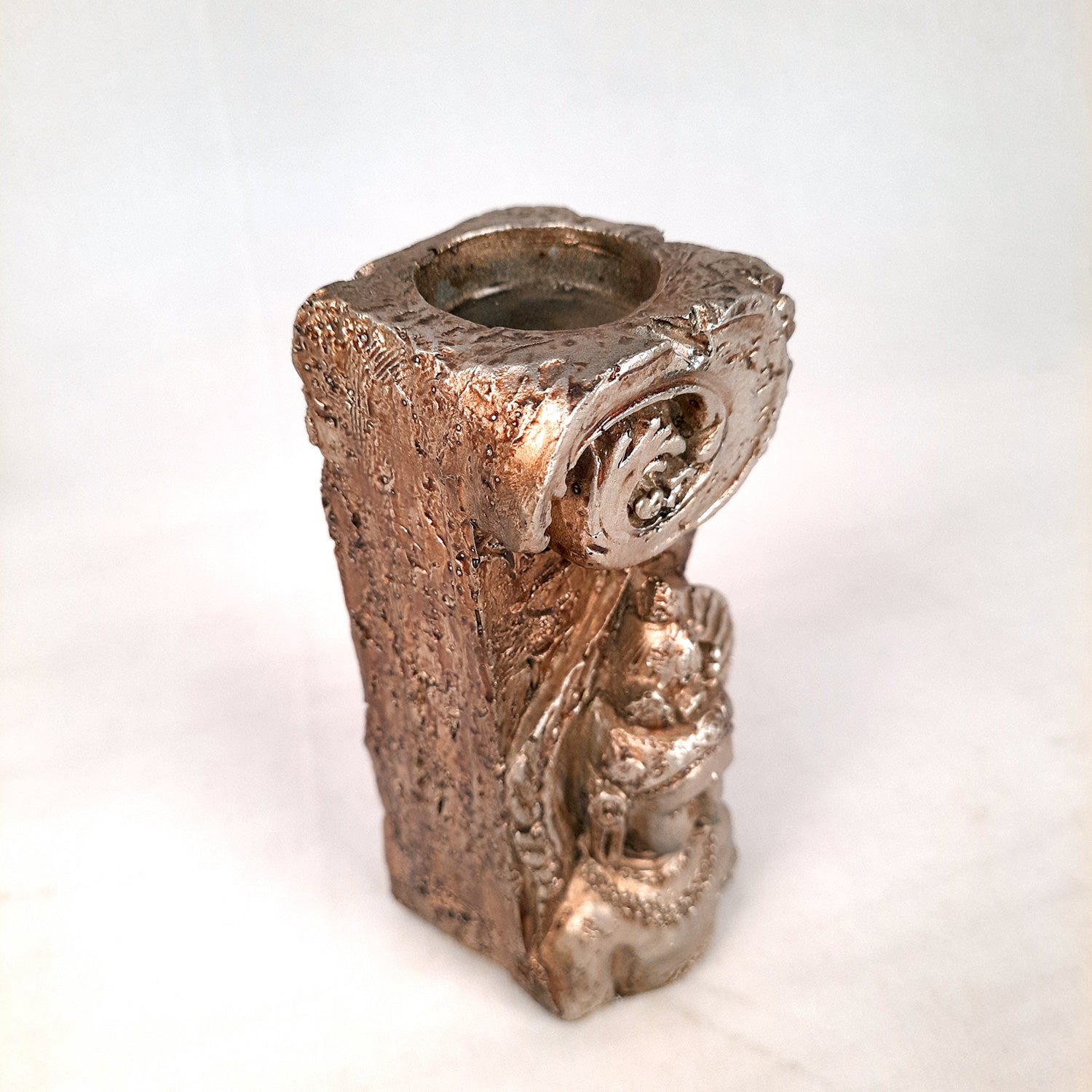Buddha Showpiece Cum Tea Light Holder |Antique T - Light Candle Stand - for Living Room, Table, Shelf Decor | Home Decorative Item- 6 inch- Apkamart