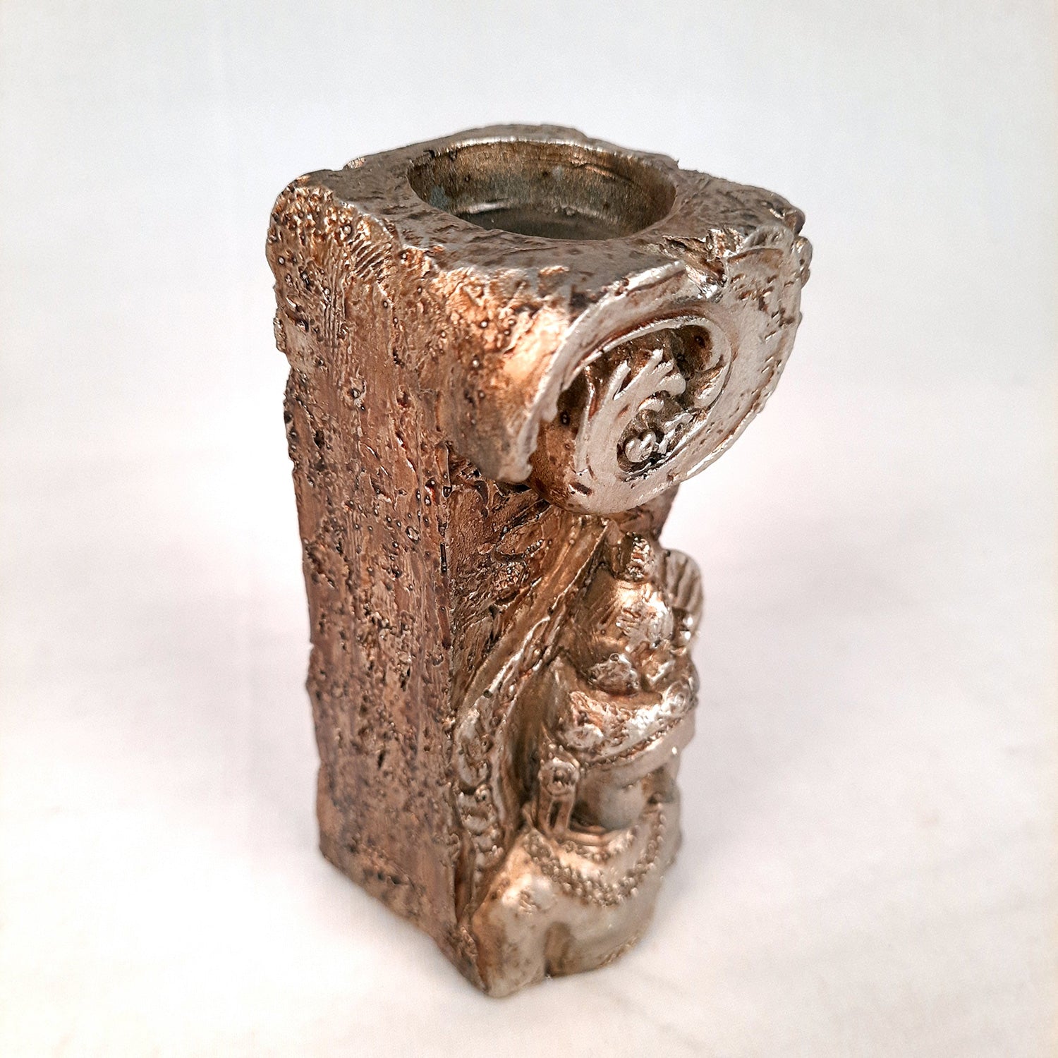 Buddha Showpiece Cum Tea Light Holder |Antique T - Light Candle Stand - for Living Room, Table, Shelf Decor | Home Decorative Item- 6 inch- Apkamart