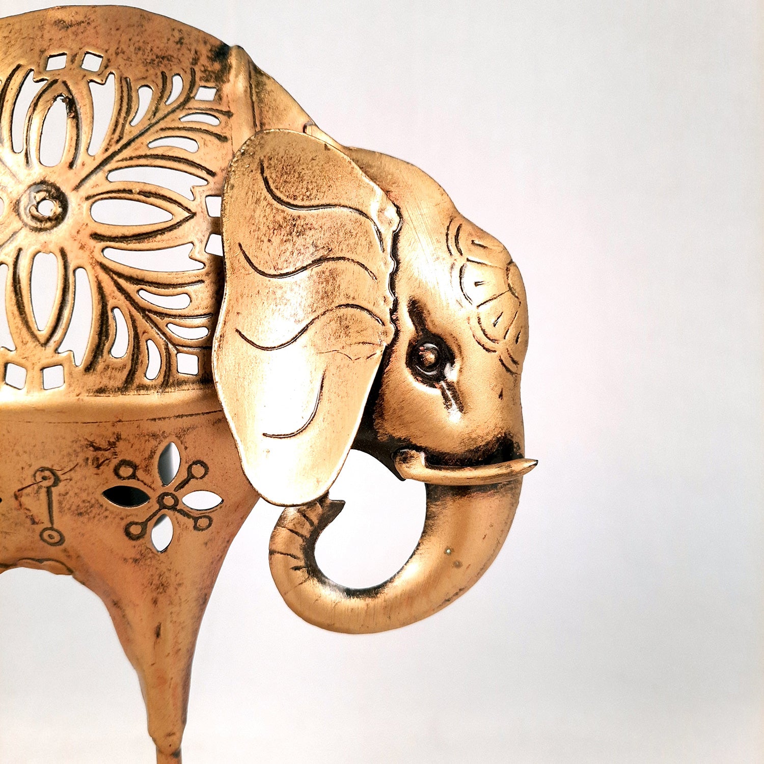 Tealight Candle Stand - Elephant Design | T Light Holder - For Home Decor, Living room, Table & Shelf Decor, Office, Decorative Item for Diwali & Gifts - 9 Inch -Apkamart