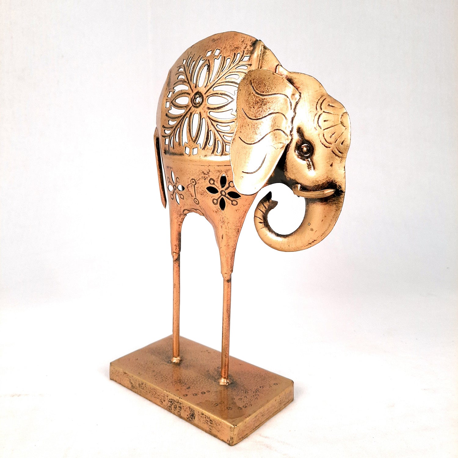 Tealight Candle Stand - Elephant Design | T Light Holder - For Home Decor, Living room, Table & Shelf Decor, Office, Decorative Item for Diwali & Gifts - 9 Inch -Apkamart