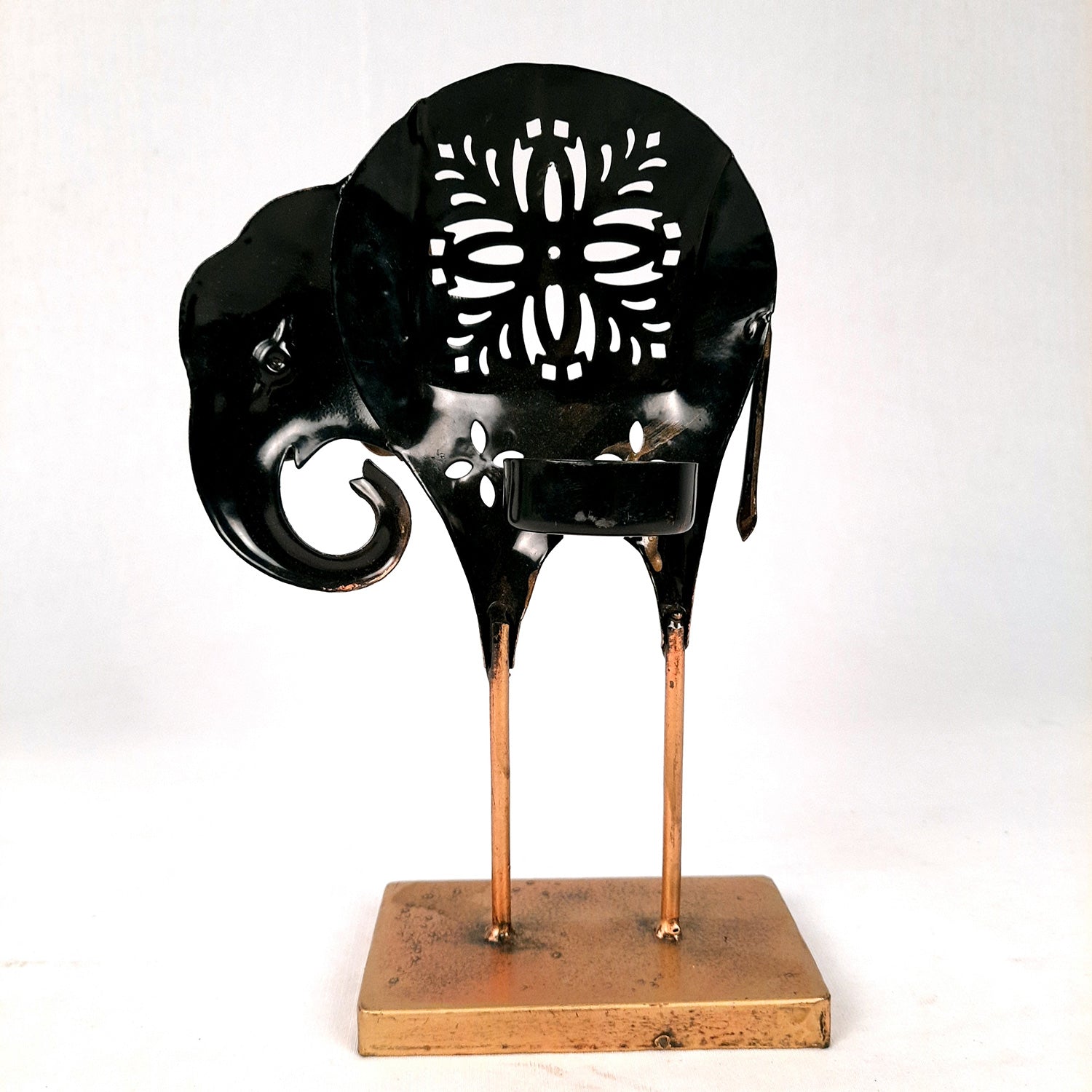 Tealight Candle Stand - Elephant Design | T Light Holder - For Home Decor, Living room, Table & Shelf Decor, Office, Decorative Item for Diwali & Gifts - 9 Inch -Apkamart