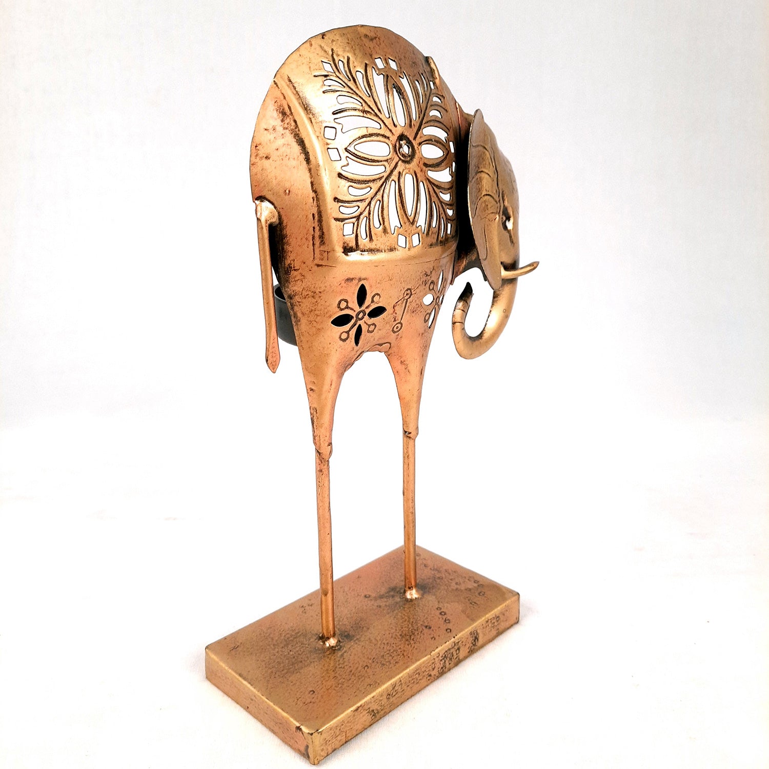 Tealight Candle Stand - Elephant Design | T Light Holder - For Home Decor, Living room, Table & Shelf Decor, Office, Decorative Item for Diwali & Gifts - 9 Inch -Apkamart