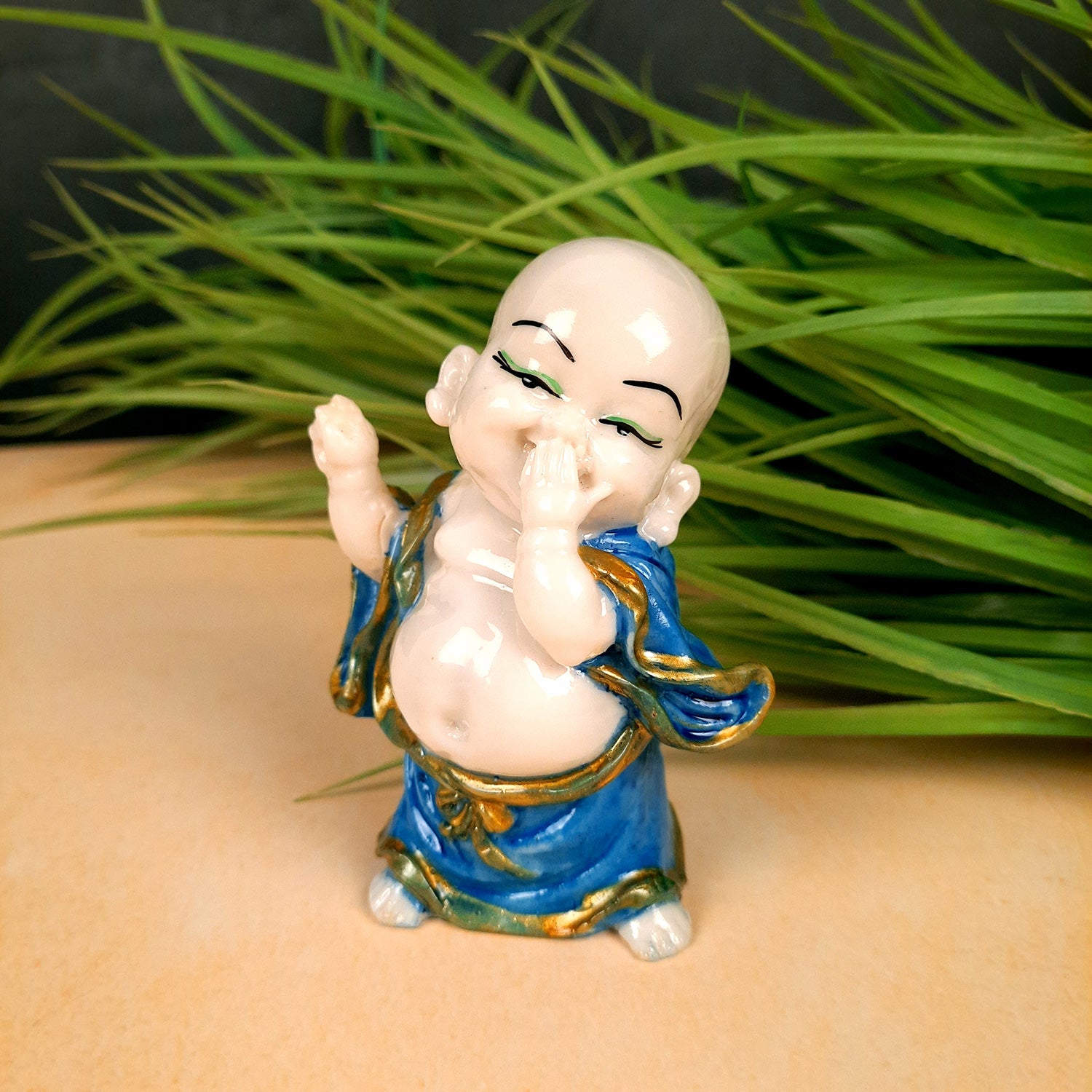 Buddha Baby Monk Showpiece| Feng Shui Decor - for Car Dashboard, Good Luck, Home, Table, Office Decor & Gift- 4 inch (Set of 3)- Apkamart