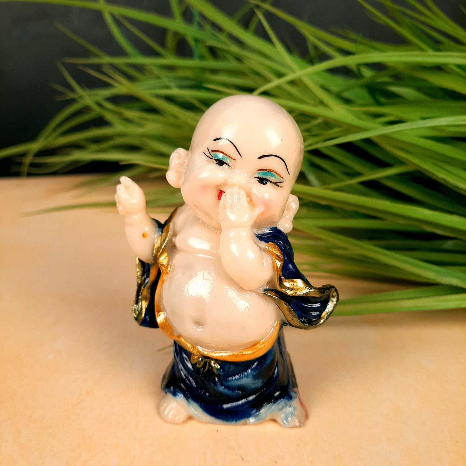 Buddha Baby Monk Showpiece| Feng Shui Decor - for Car Dashboard, Good Luck, Home, Table, Office Decor & Gift- 4 inch (Set of 3)- Apkamart