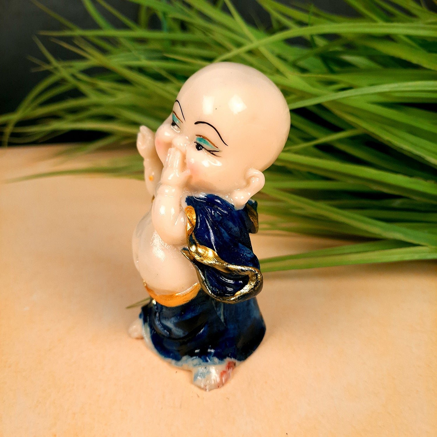 Buddha Baby Monk Showpiece| Feng Shui Decor - for Car Dashboard, Good Luck, Home, Table, Office Decor & Gift- 4 inch (Set of 3)- Apkamart