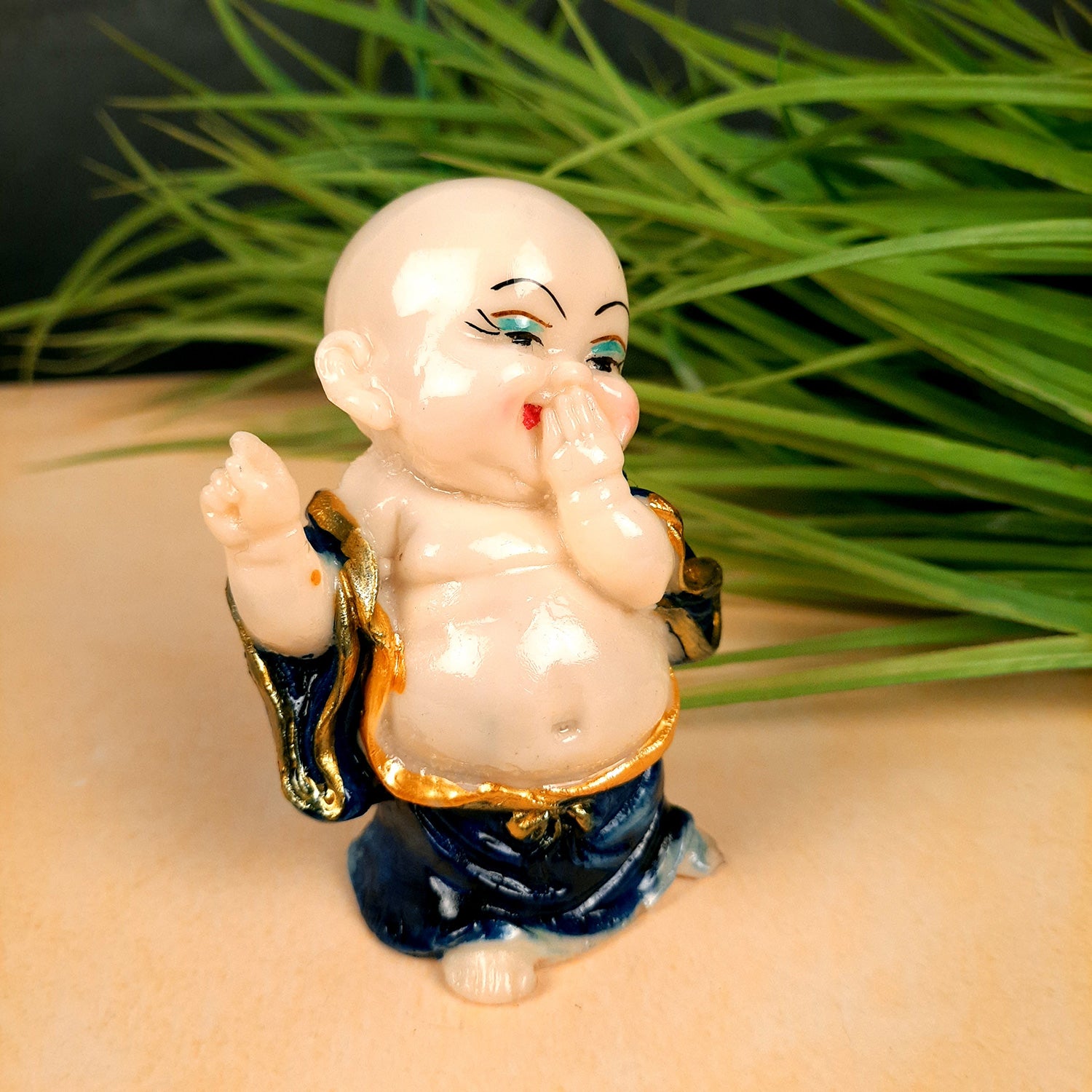 Buddha Baby Monk Showpiece| Feng Shui Decor - for Car Dashboard, Good Luck, Home, Table, Office Decor & Gift- 4 inch (Set of 3)- Apkamart