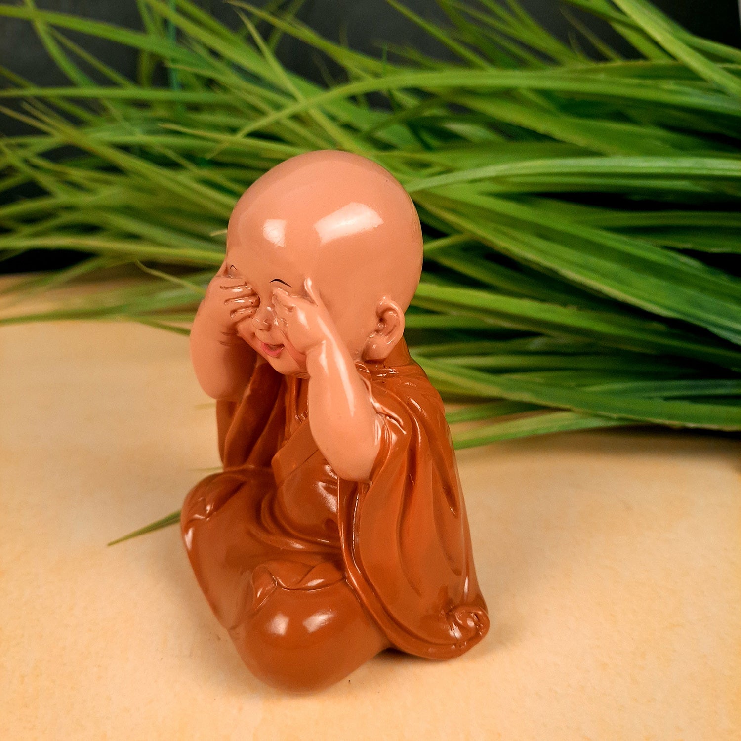 Buddha Baby Monk Showpiece | Feng Shui Decor - For Good Luck, Home, Table, Office Decor, Gift & Car Dashboard - 4 Inch - Apkamart