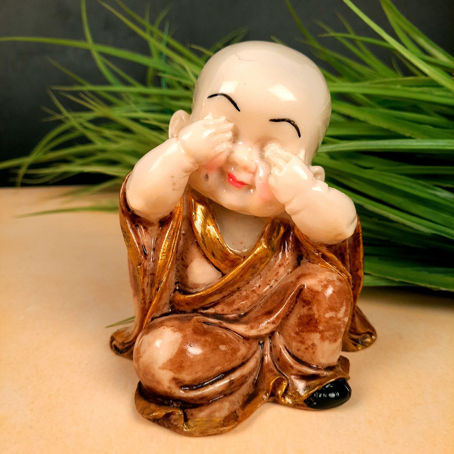 Buddha Baby Monk Showpiece | Feng Shui Decor - for Good Luck, Home, Table, Office Decor & Gift - 5 inch- Apkamart