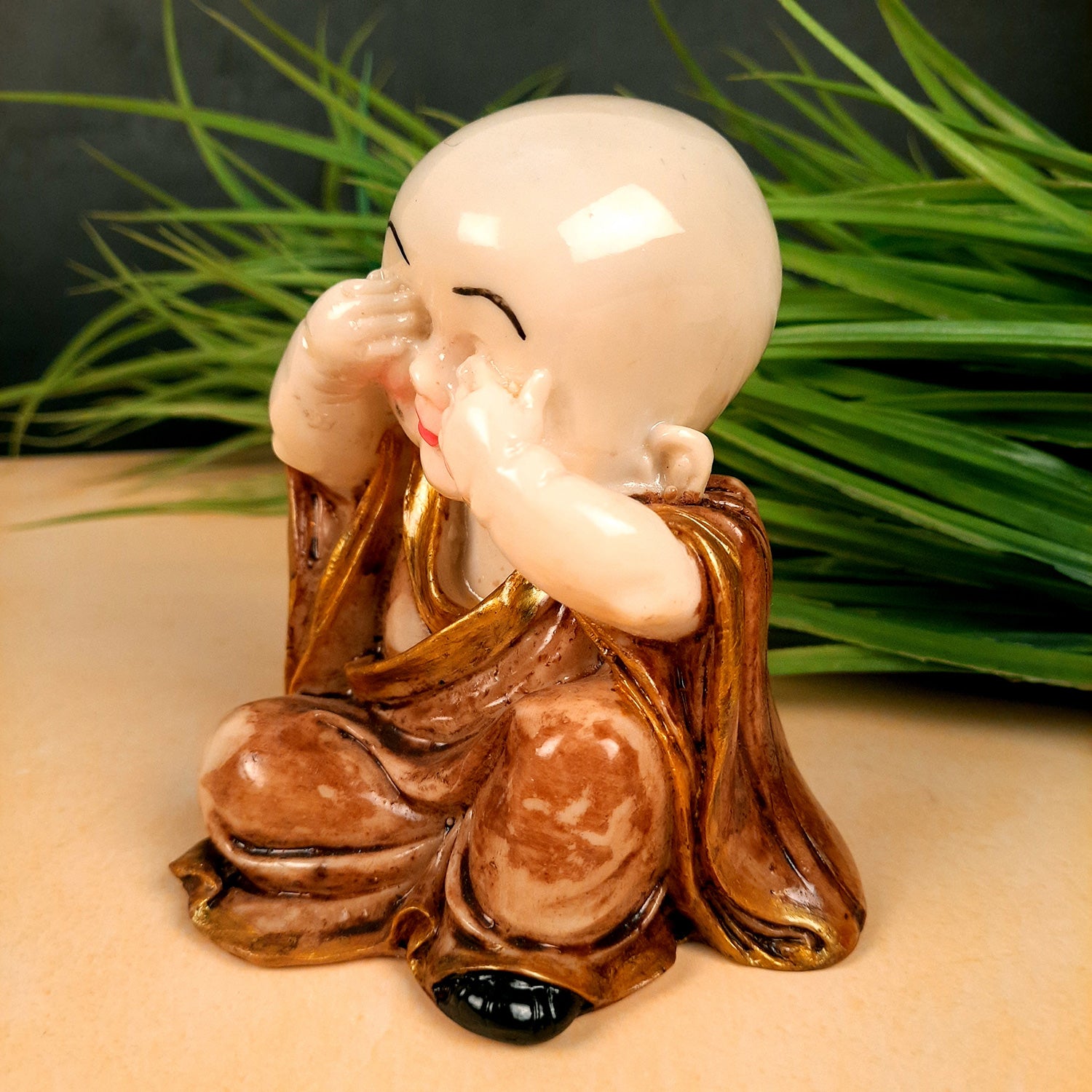 Buddha Baby Monk Showpiece | Feng Shui Decor - for Good Luck, Home, Table, Office Decor & Gift - 5 inch- Apkamart