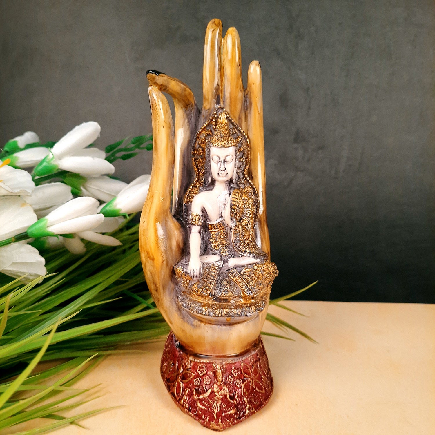 Buddha In Meditation Statue | Lord Buddha Idol Showpiece - For Living room, Home, Table, Office Decor & Gift - 10 Inch - Apkamart