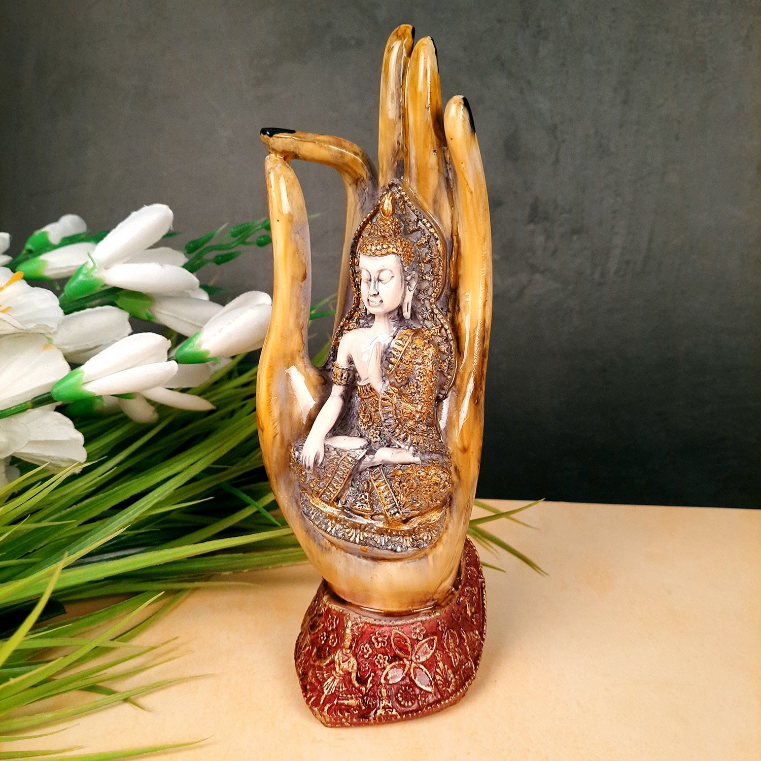 Buddha In Meditation Statue | Lord Buddha Idol Showpiece - For Living room, Home, Table, Office Decor & Gift - 10 Inch - Apkamart