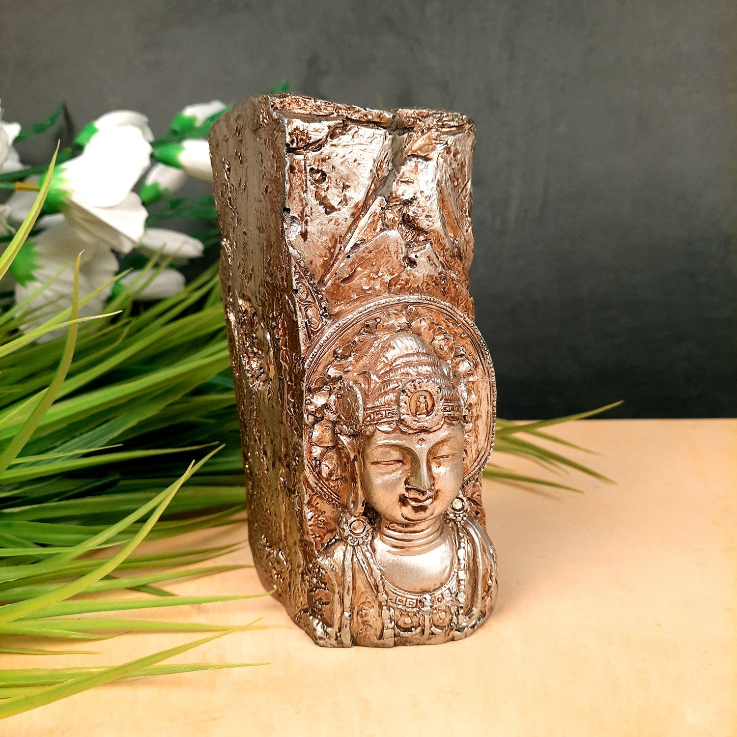 Tea Light Holder - Buddha Design | T Light Candle Stand - For For Home Decor, Living room, Table & Shelf Decor, Office, Decorative Item for Festivals & Gifts - 6 Inch - Apkamart
