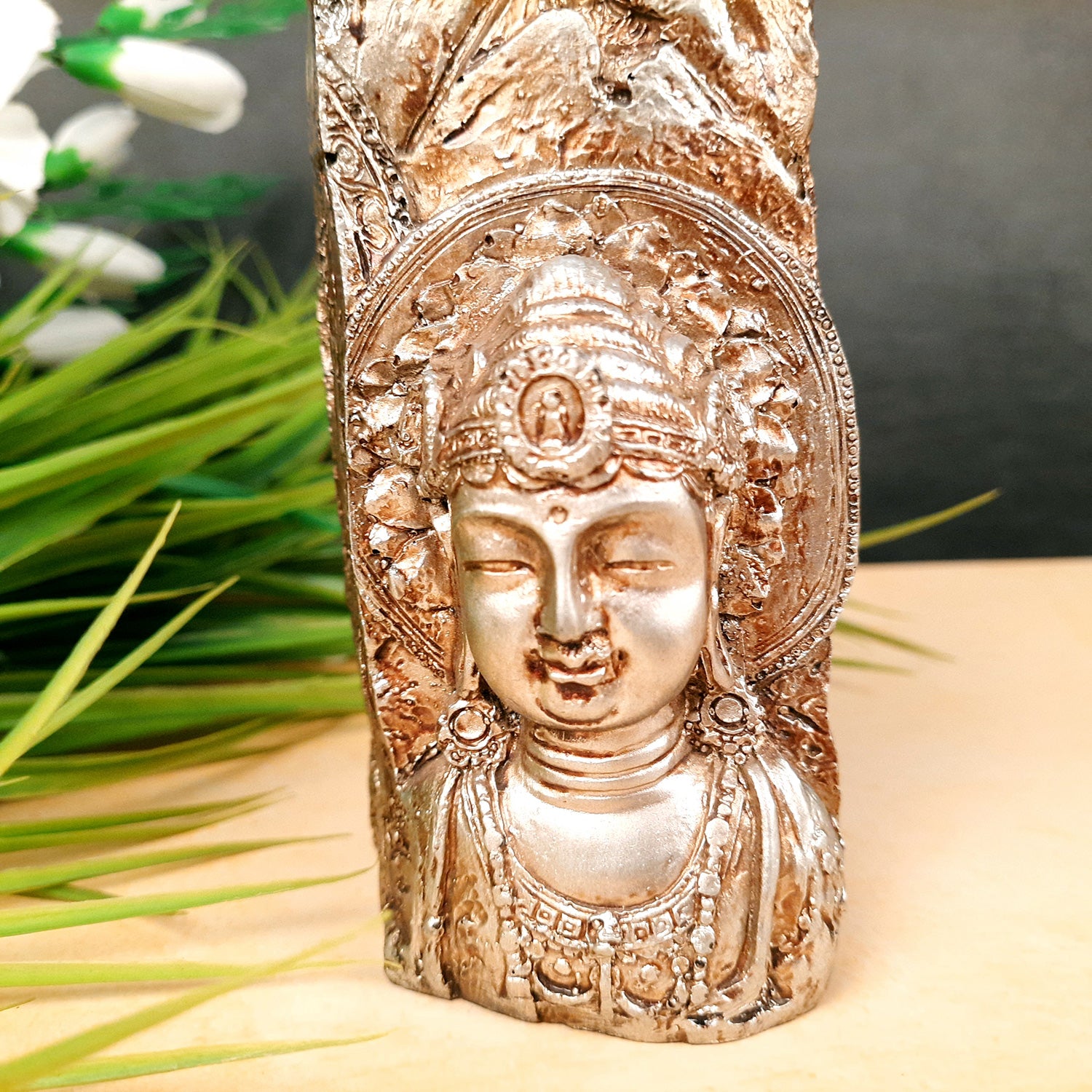 Tea Light Holder - Buddha Design | T Light Candle Stand - For For Home Decor, Living room, Table & Shelf Decor, Office, Decorative Item for Festivals & Gifts - 6 Inch - Apkamart