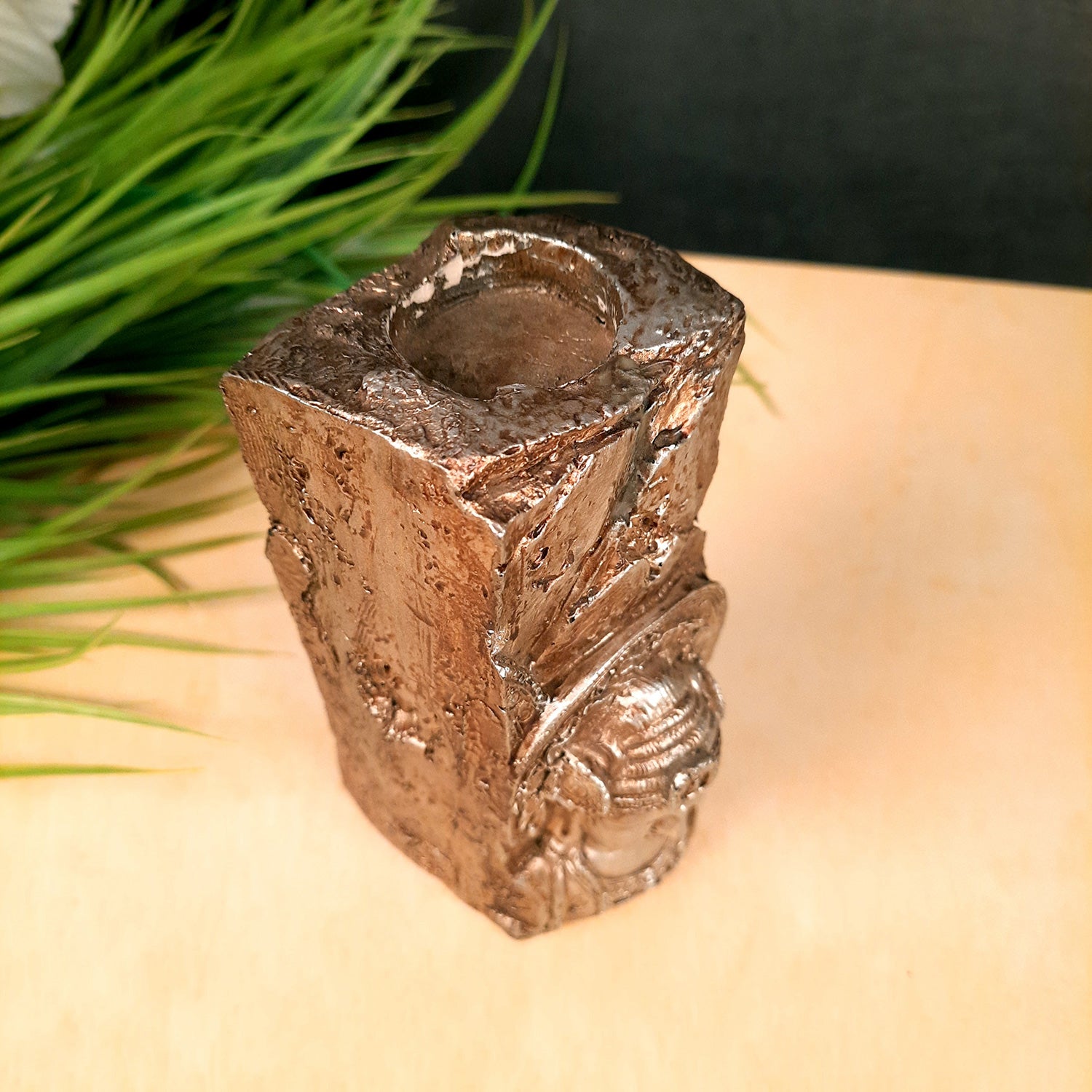 Tea Light Holder - Buddha Design | T Light Candle Stand - For For Home Decor, Living room, Table & Shelf Decor, Office, Decorative Item for Festivals & Gifts - 6 Inch - Apkamart