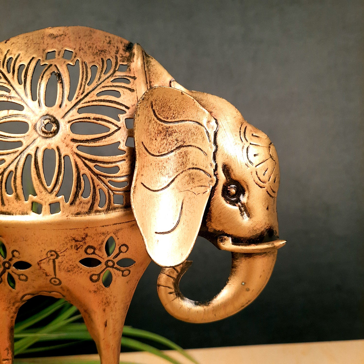 Tealight Candle Stand - Elephant Design | T Light Holder - For Home Decor, Living room, Table & Shelf Decor, Office, Decorative Item for Diwali & Gifts - 9 Inch -Apkamart