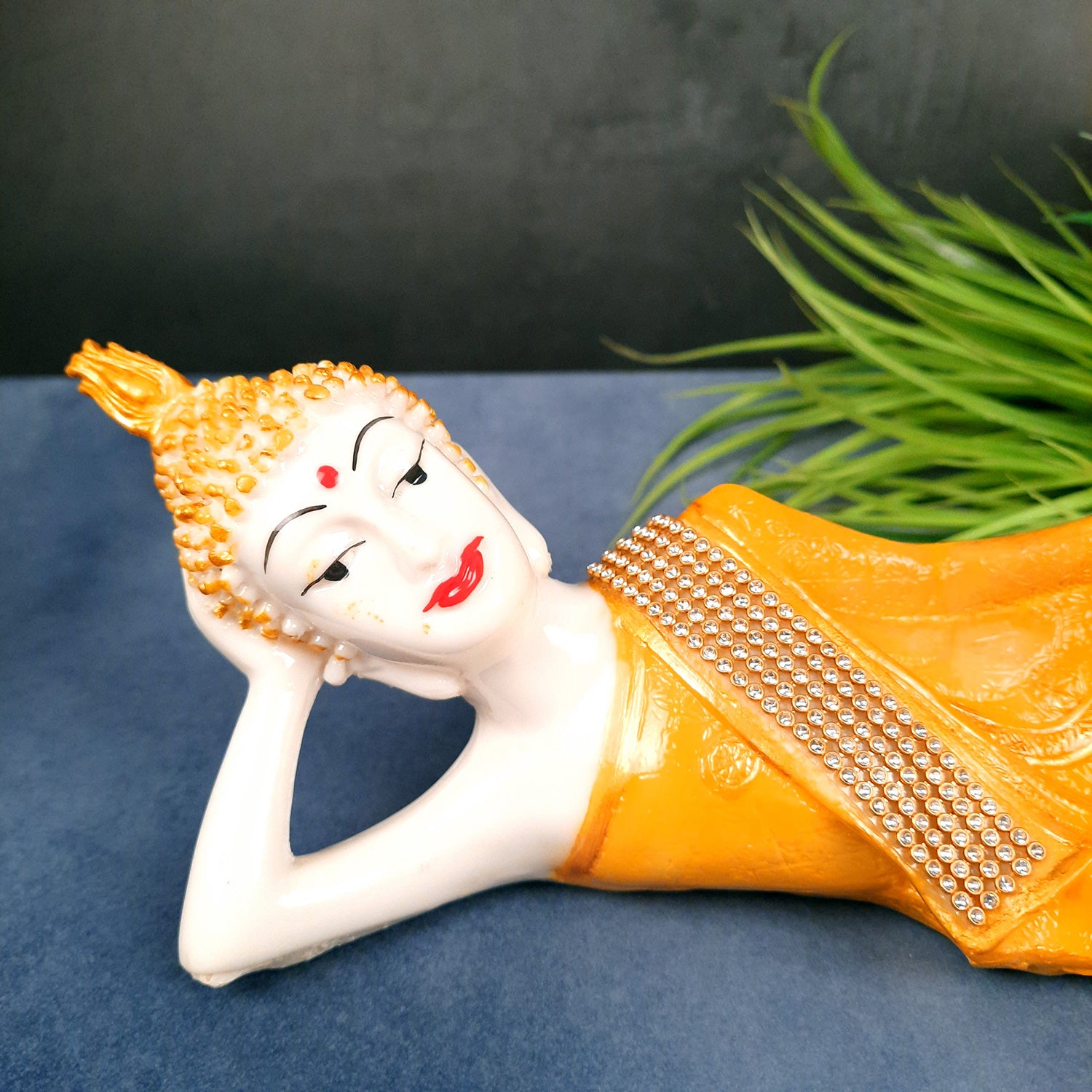 Buddha Statue | Lord Gautam Buddha Idol - In Relaxing Pose Showpiece - For Living room, Home, Table, Office Decor & Gift - 14 Inch - Apkamart