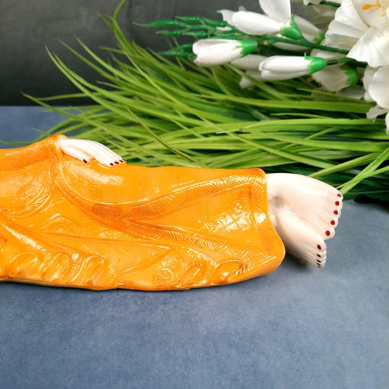 Buddha Statue | Lord Gautam Buddha Idol - In Relaxing Pose Showpiece - For Living room, Home, Table, Office Decor & Gift - 14 Inch - Apkamart