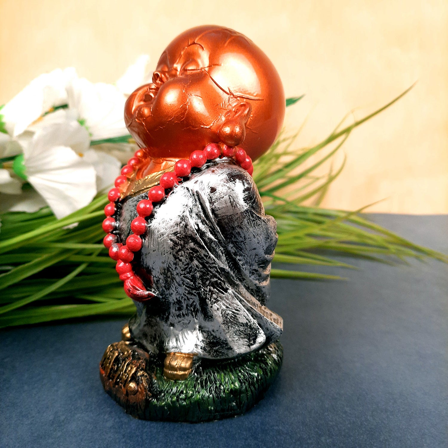 Baby Monk Showpiece Set | Buddha Feng Shui Decor - for Car Dashboard, Good Luck, Home, Table, Office Decor & Gift- 4 inch (Set of 3)- apkamart
