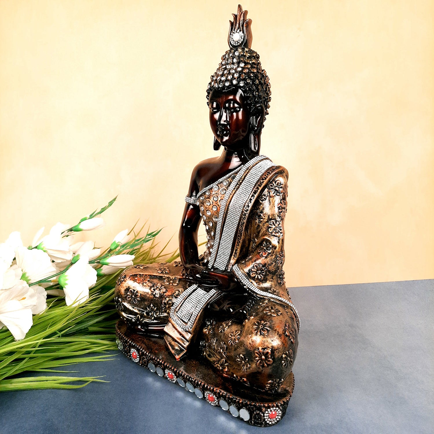 Buddha In Meditation Statue | Lord Gautam Buddha Big Idol Showpiece - For Living room, Home, Table, Centerpiece, Meditation Room, Office Decor & Gift -18 Inch - Apkamart