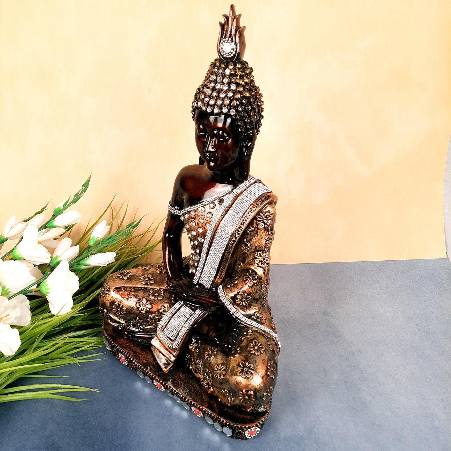 Buddha In Meditation Statue | Lord Gautam Buddha Big Idol Showpiece - For Living room, Home, Table, Centerpiece, Meditation Room, Office Decor & Gift -18 Inch - Apkamart