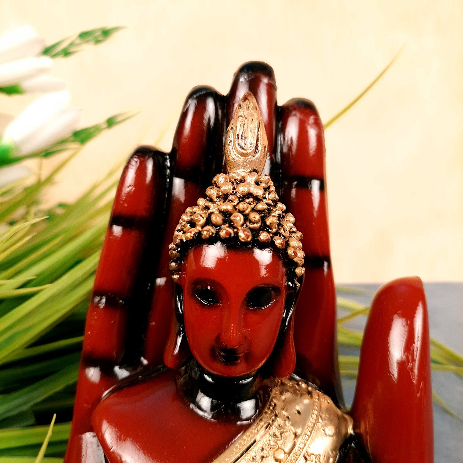 Palm Buddha Statue | Buddha Showpiece Idol | Home Decorative Item - For Living room, Home, Table, Office Decor & Gift - 6 Inch