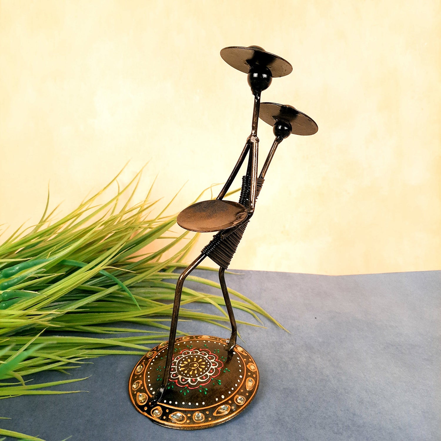 Tea Light Holder Cum Showpiece | T Light Candle Stand - Lady Holding Baby Design - For Home Decor, Living room, Table & Shelf Decor, Office, Decorative Item for Diwali & Gifts - 9 Inch - Apkamart