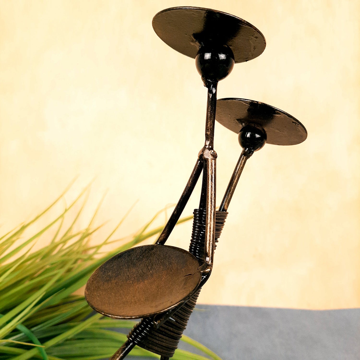 Tea Light Holder Cum Showpiece | T Light Candle Stand - Lady Holding Baby Design - For Home Decor, Living room, Table & Shelf Decor, Office, Decorative Item for Diwali & Gifts - 9 Inch - Apkamart