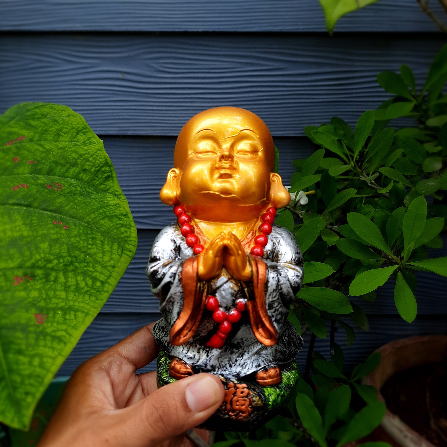 Buddha Baby Monk Showpiece Set | Child Monk Feng Shui Decor - For Good Luck, Home, Table, Office Decor, Garden & Gift - 5 Inch (Set of 3) - Apkamart