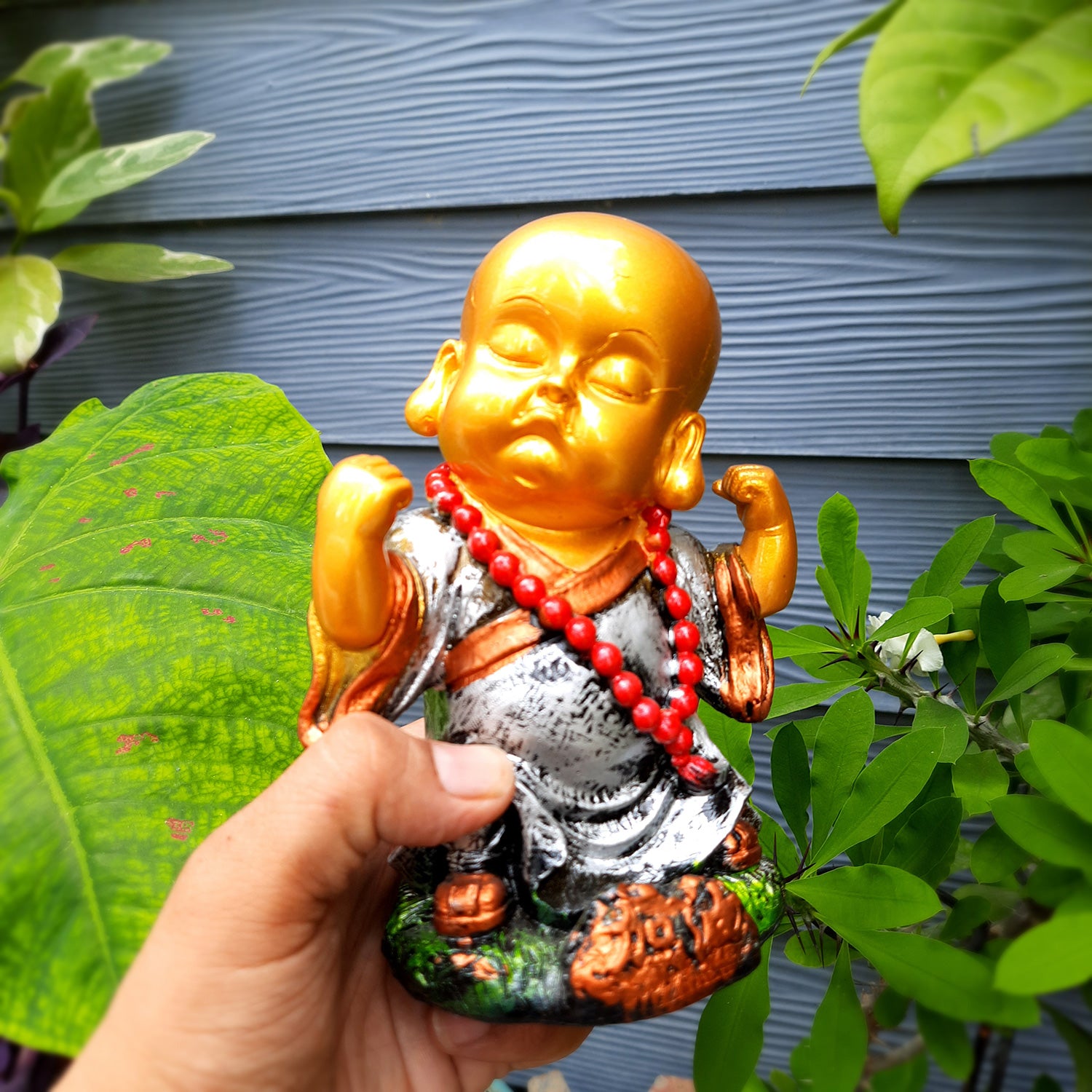 Buddha Baby Monk Showpiece Set | Child Monk Feng Shui Decor - For Good Luck, Home, Table, Office Decor, Garden & Gift - 5 Inch (Set of 3) - Apkamart