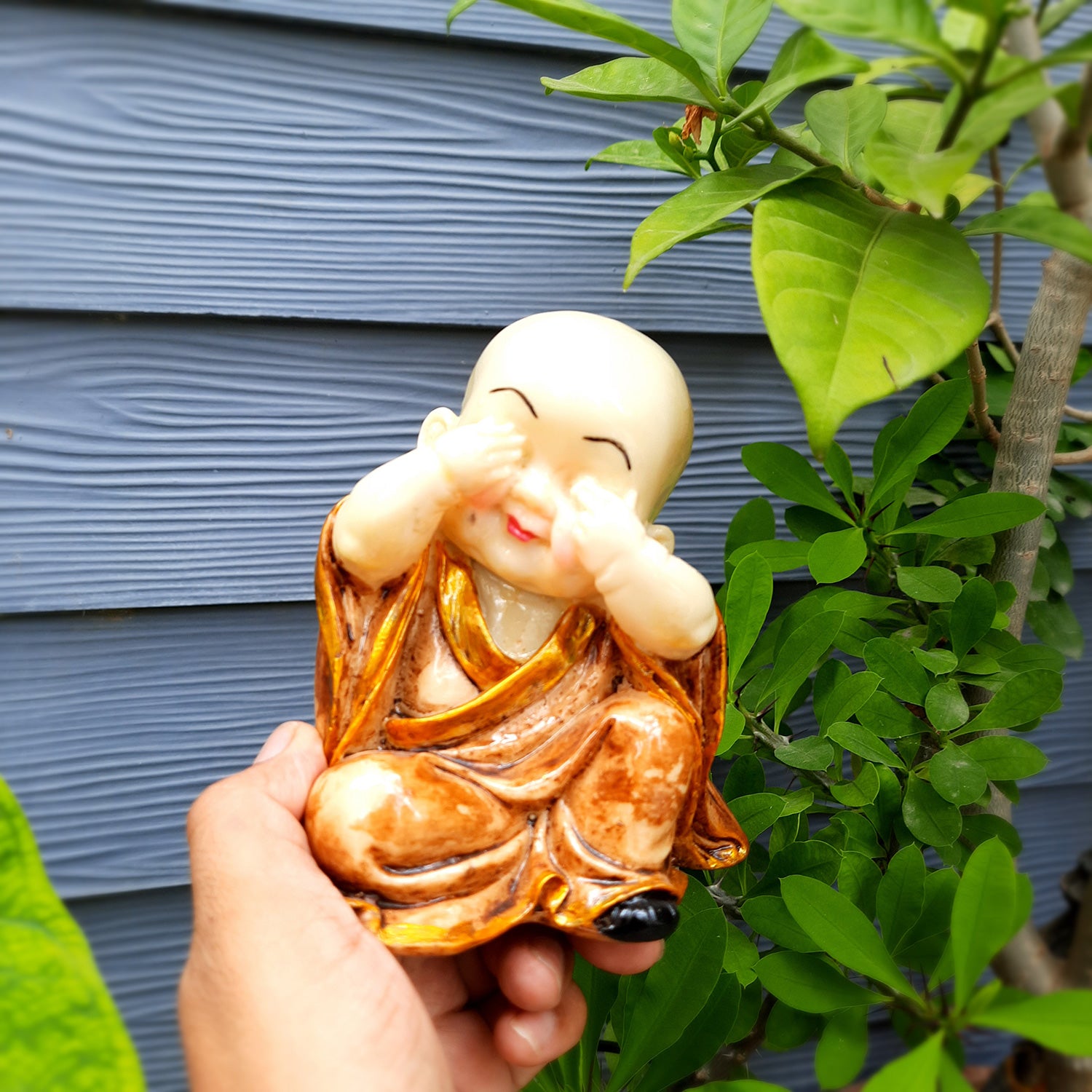 Buddha Baby Monk Showpiece | Feng Shui Decor - for Good Luck, Home, Table, Office Decor & Gift - 5 inch- Apkamart